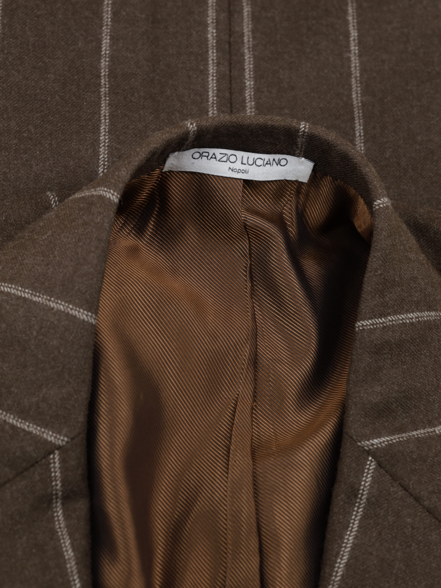 Orazio Luciano Dark Brown Double-Breasted Wool-Flannel Chalkstripe Suit