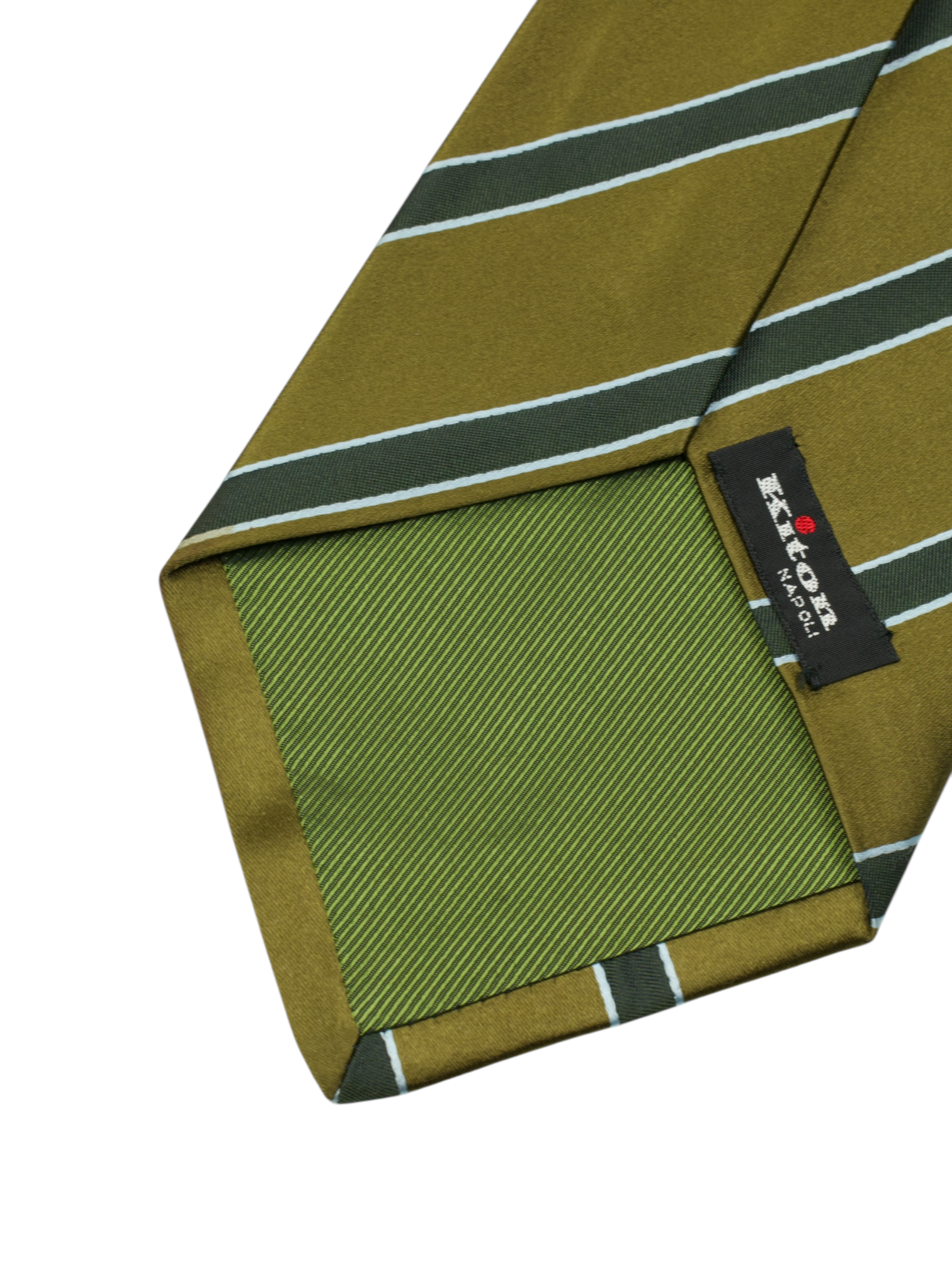 Kiton 5-Fold Bronze & Dark Brown Silk Striped Tie