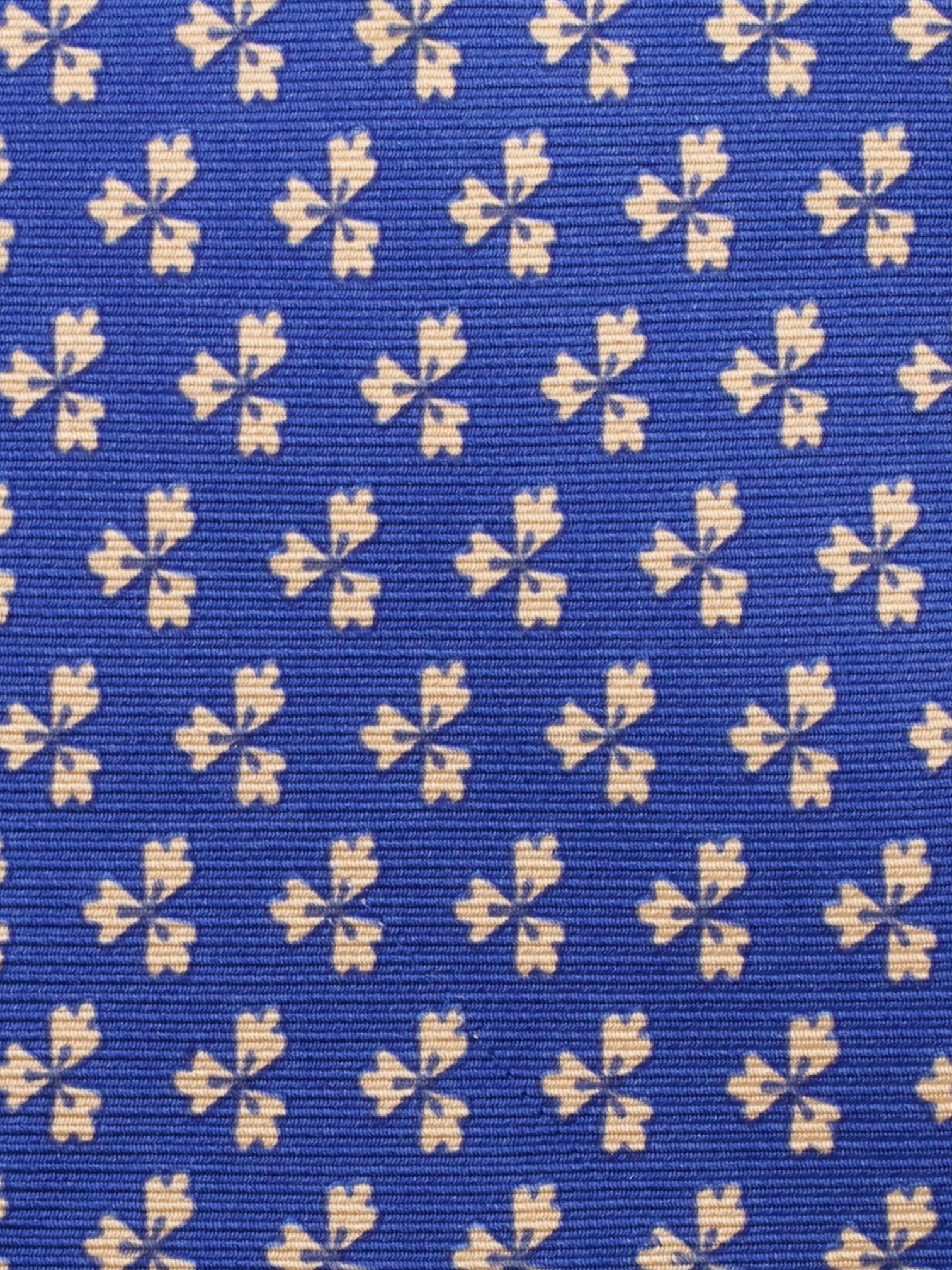Luigi Borrelli 5-Fold Royal Blue & Pastel Orange Silk Clover Pattern Tie