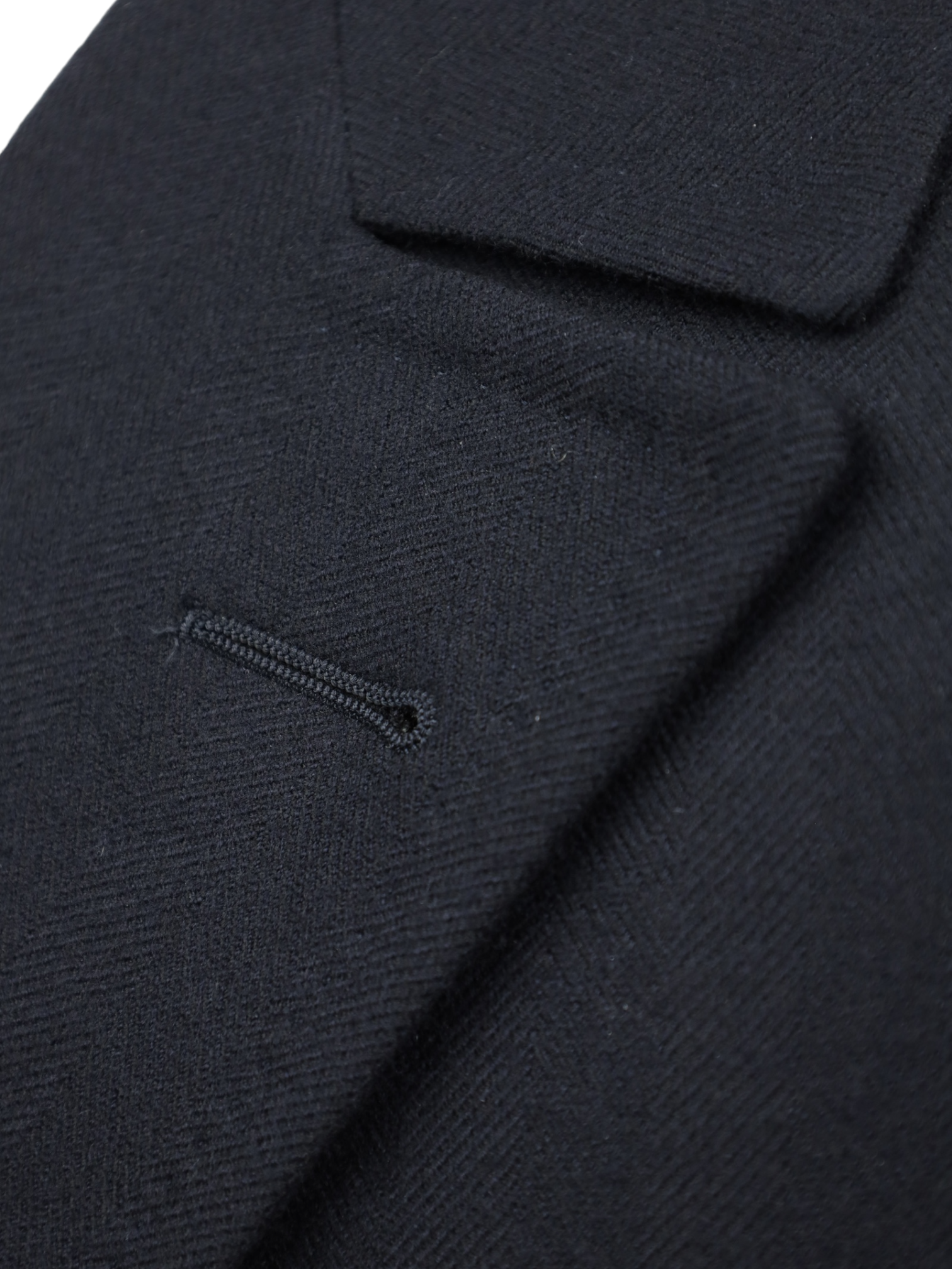 Caruso Navy Wool & Cashmere Herringbone Polo Coat
