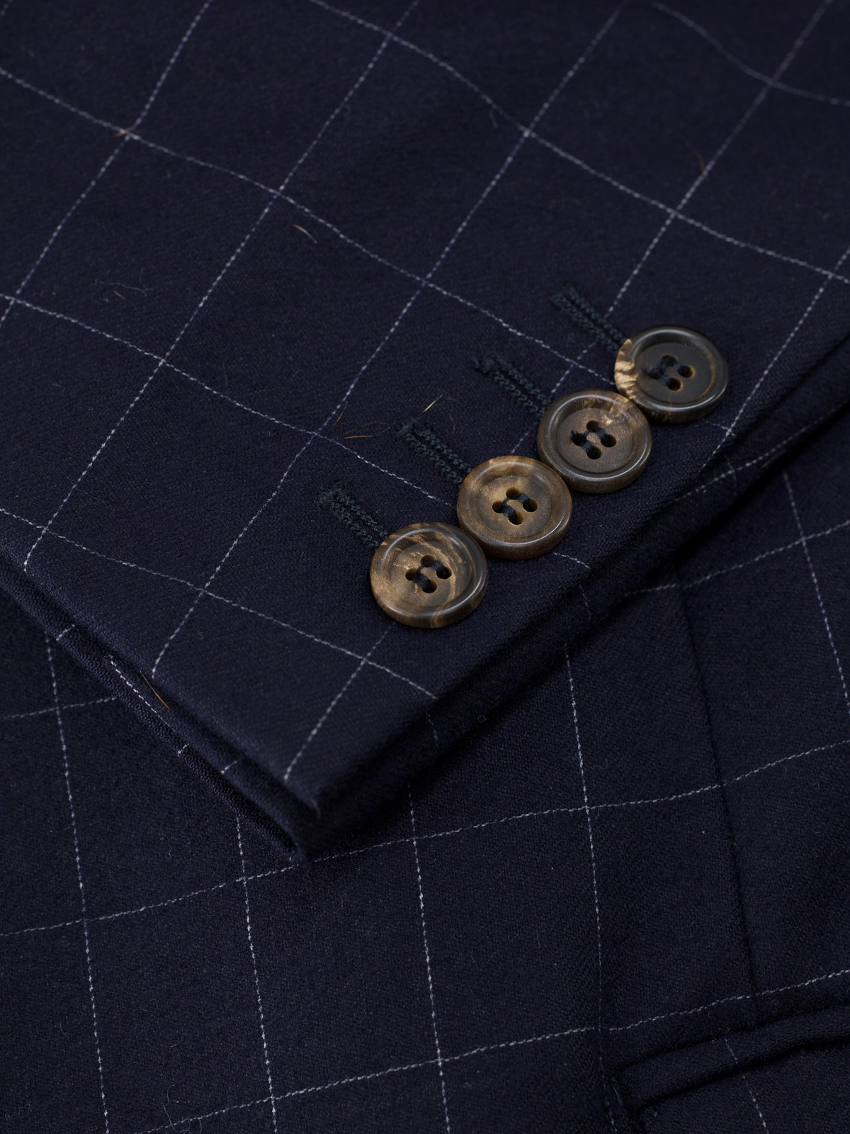 Brunello Cucinelli Navy Vintage Wool & Cashmere Windowpane Jacket