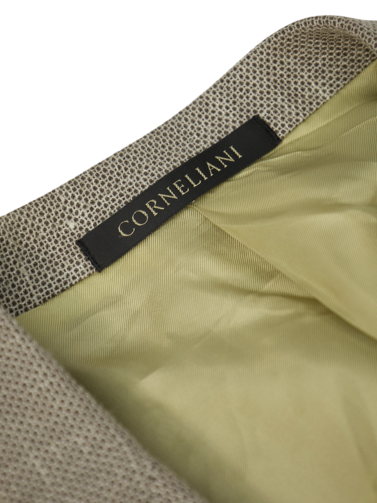 Corneliani Light Brown Wool, Silk & Linen Micro-Pattern Jacket