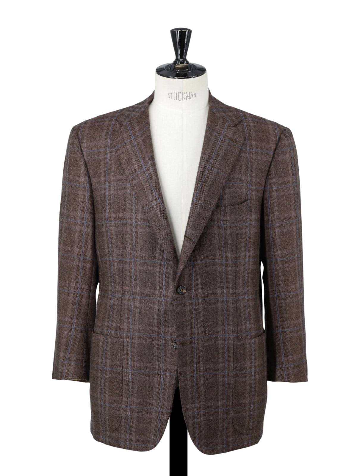 Kiton Brown & Blue Pure Cashmere Windowpane Winter Jacket
