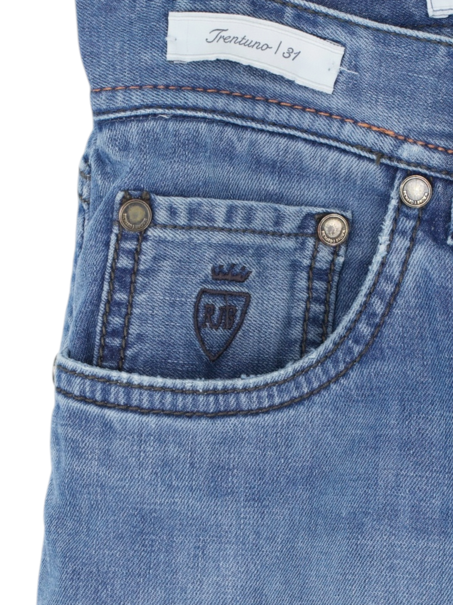 Richard J. Brown Light Blue Cotton, Linen & Stretch "Tokyo" Jeans