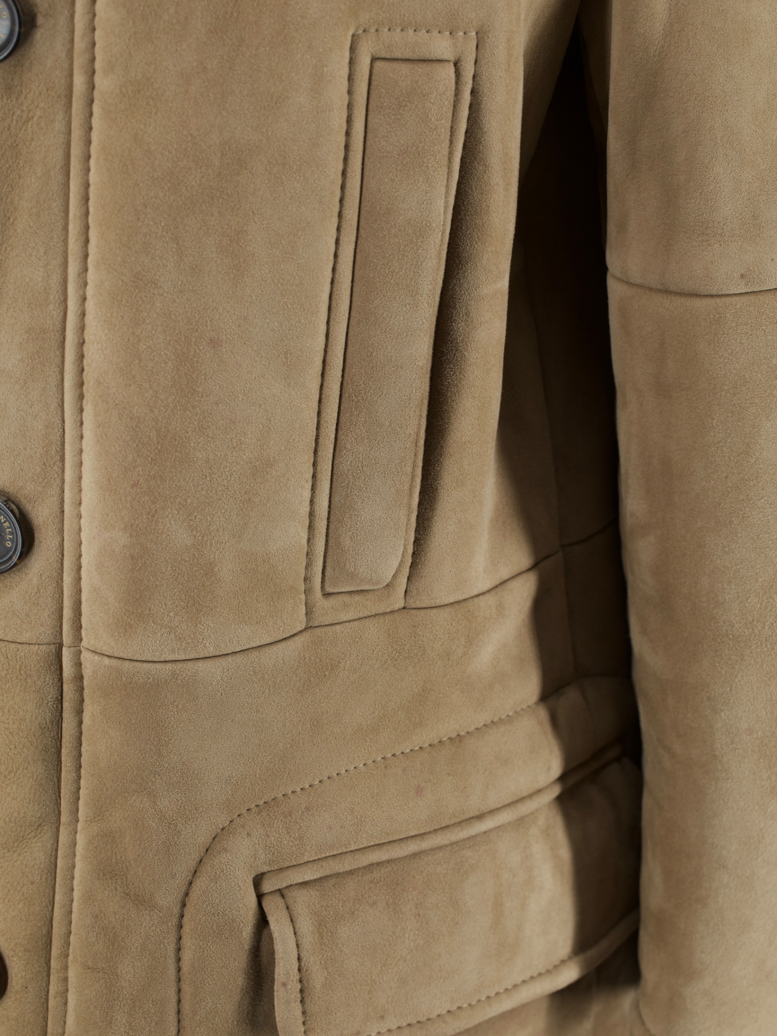 Brunello Cucinelli Beige Suède Lammy Coat