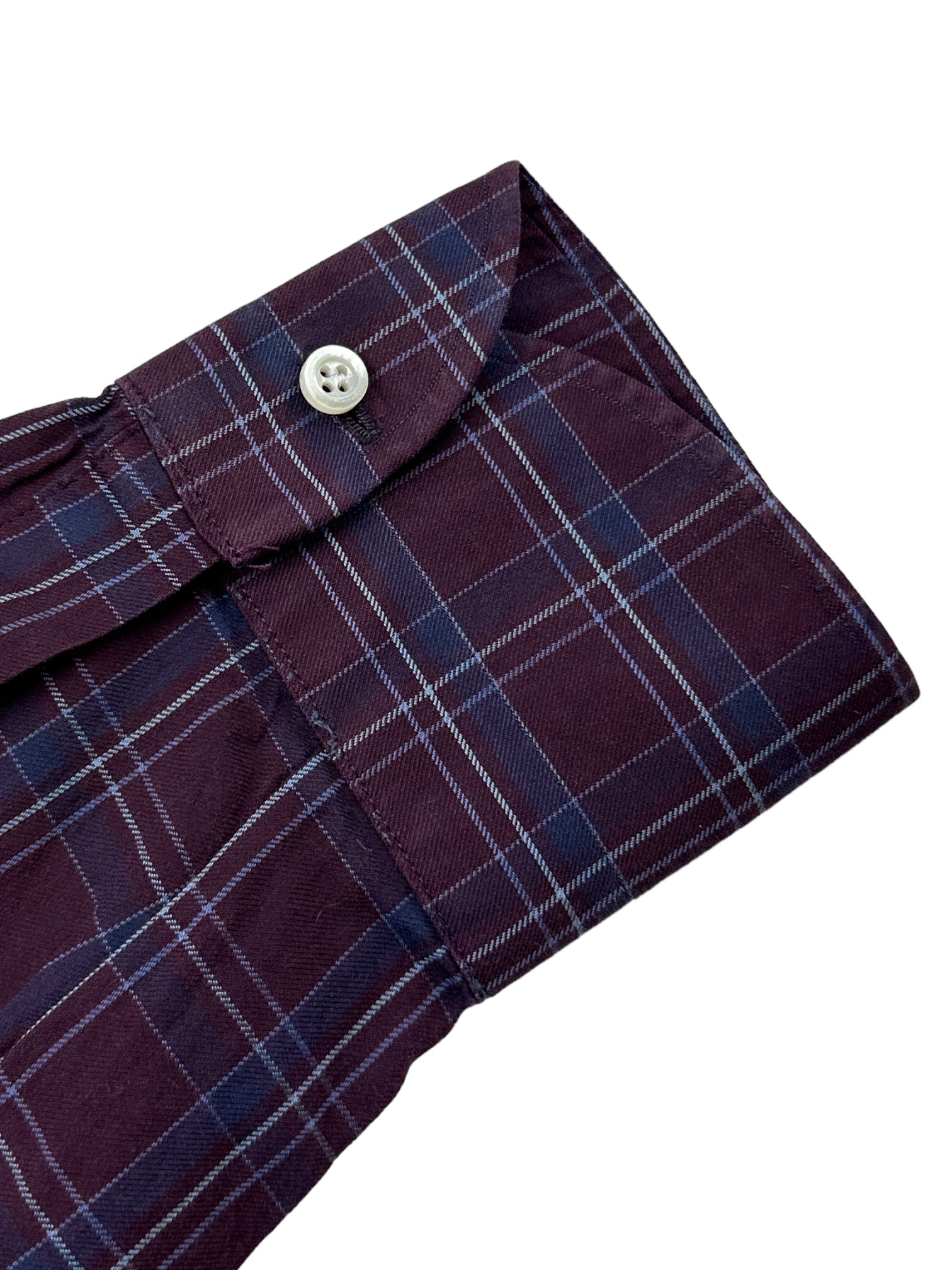 Isaia Aubergine Tartan Shirt