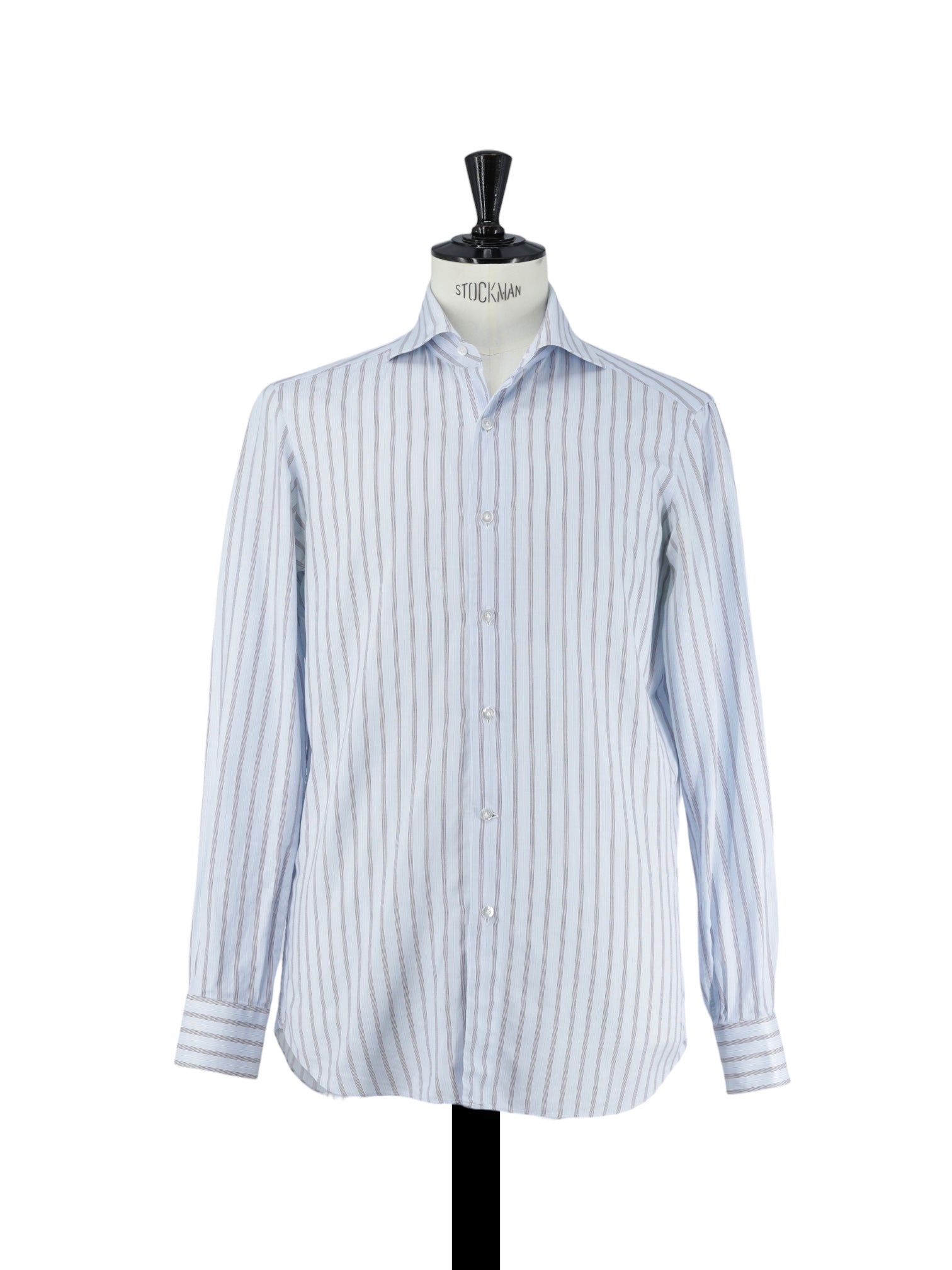 Fray Light Blue Fine-Cotton Vintage Stripes Shirt