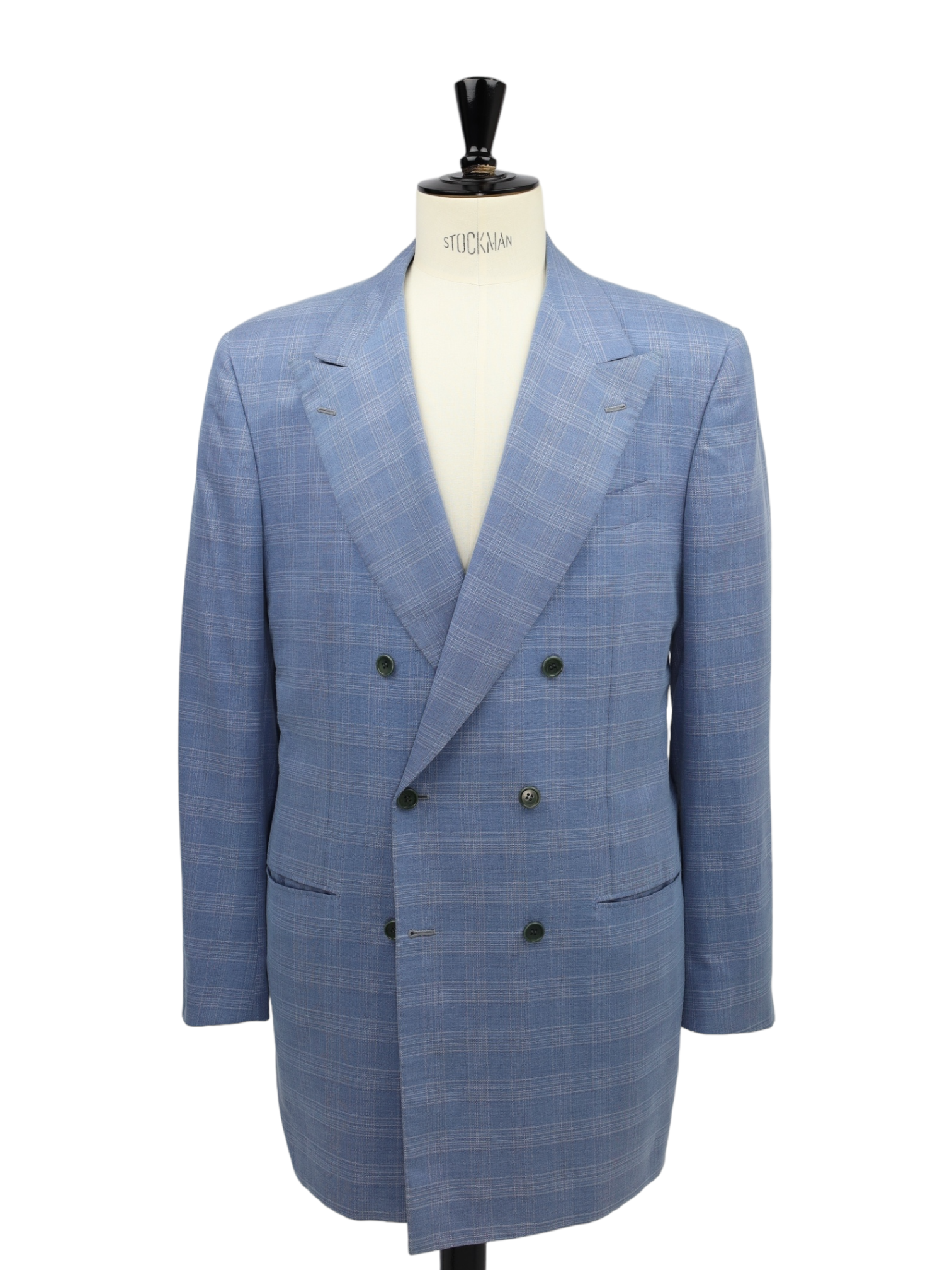 Kiton Light Blue Cotton, Cashmere & Silk Double Breasted Suit