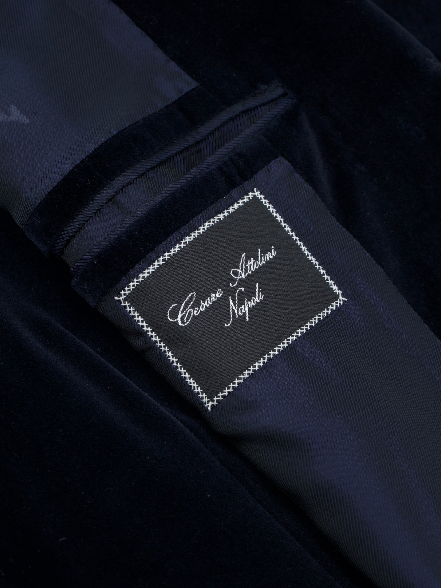 Cesare Attolini Navy Cotton & Cashmere Velvet Dinner Smoking Jacket
