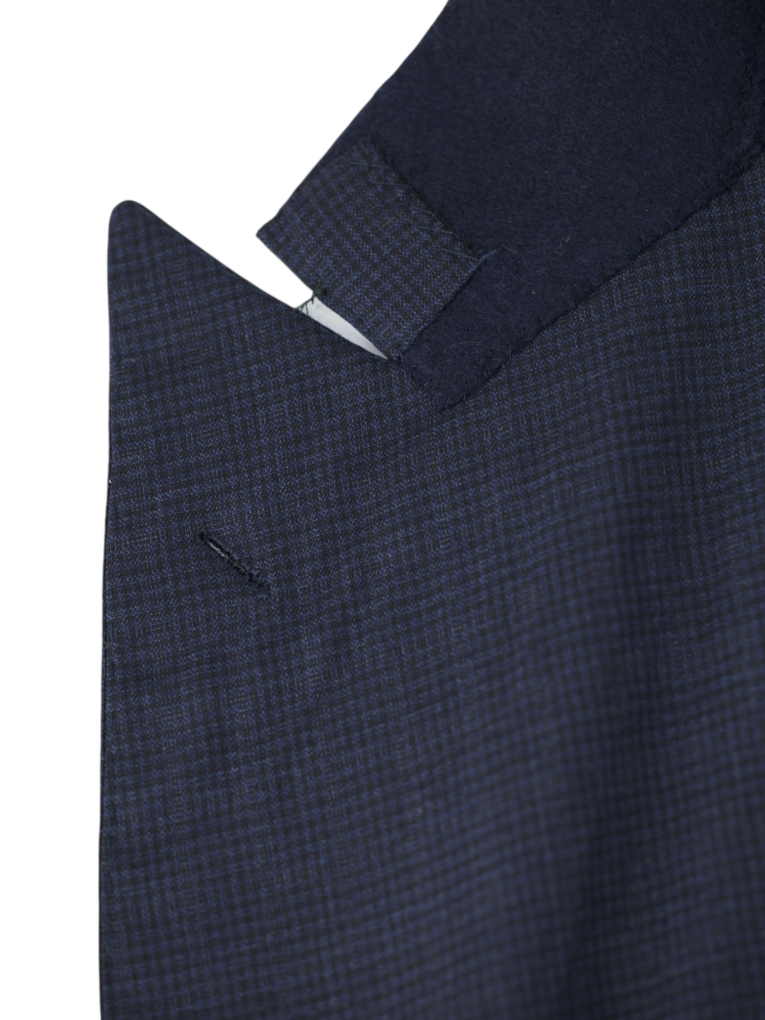 Kiton Navy Super 180's Double Breasted Micro-Pattern Jacket