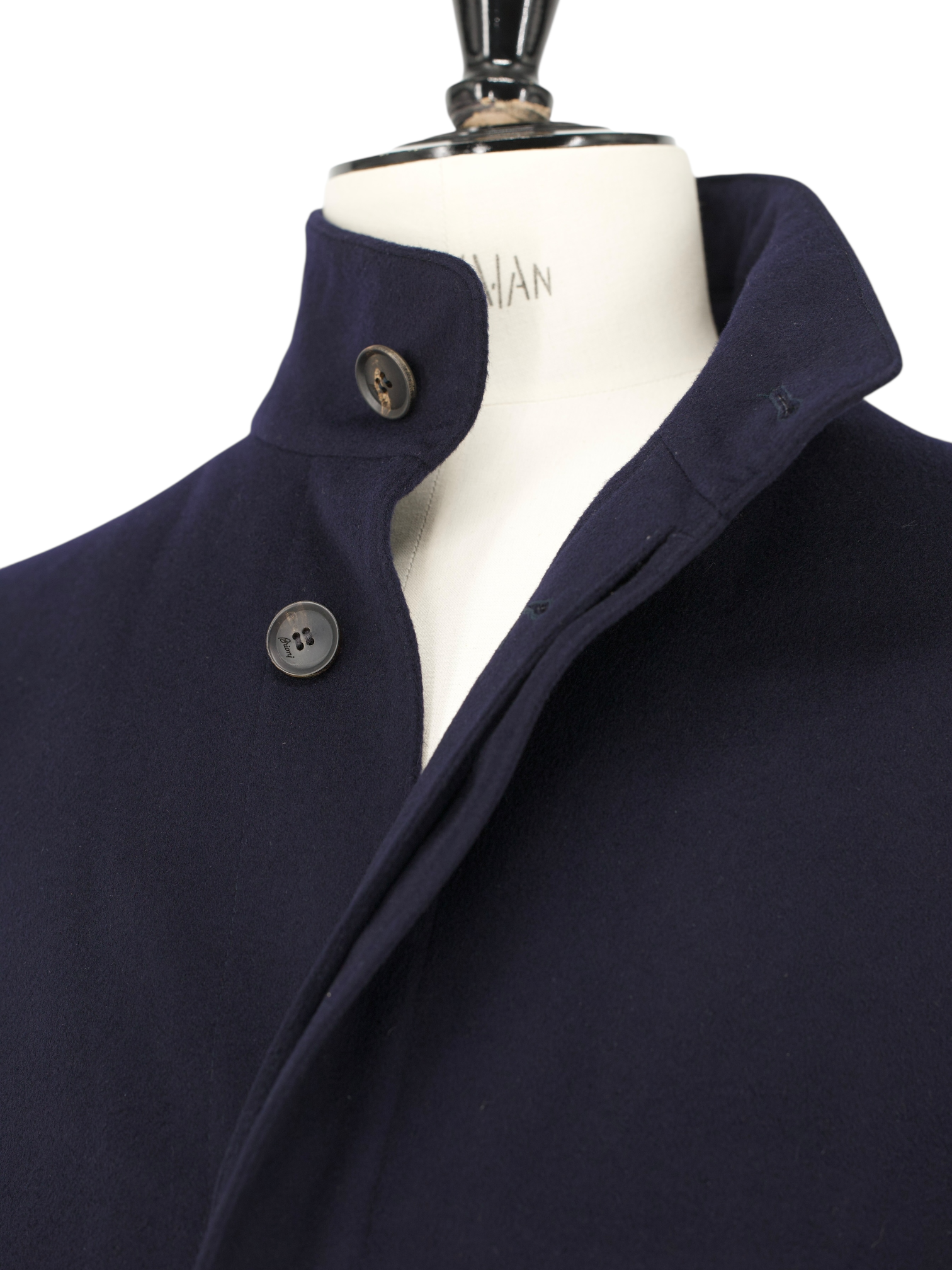 Brioni Navy Pure Stormsystem Wool Sartorial Overcoat