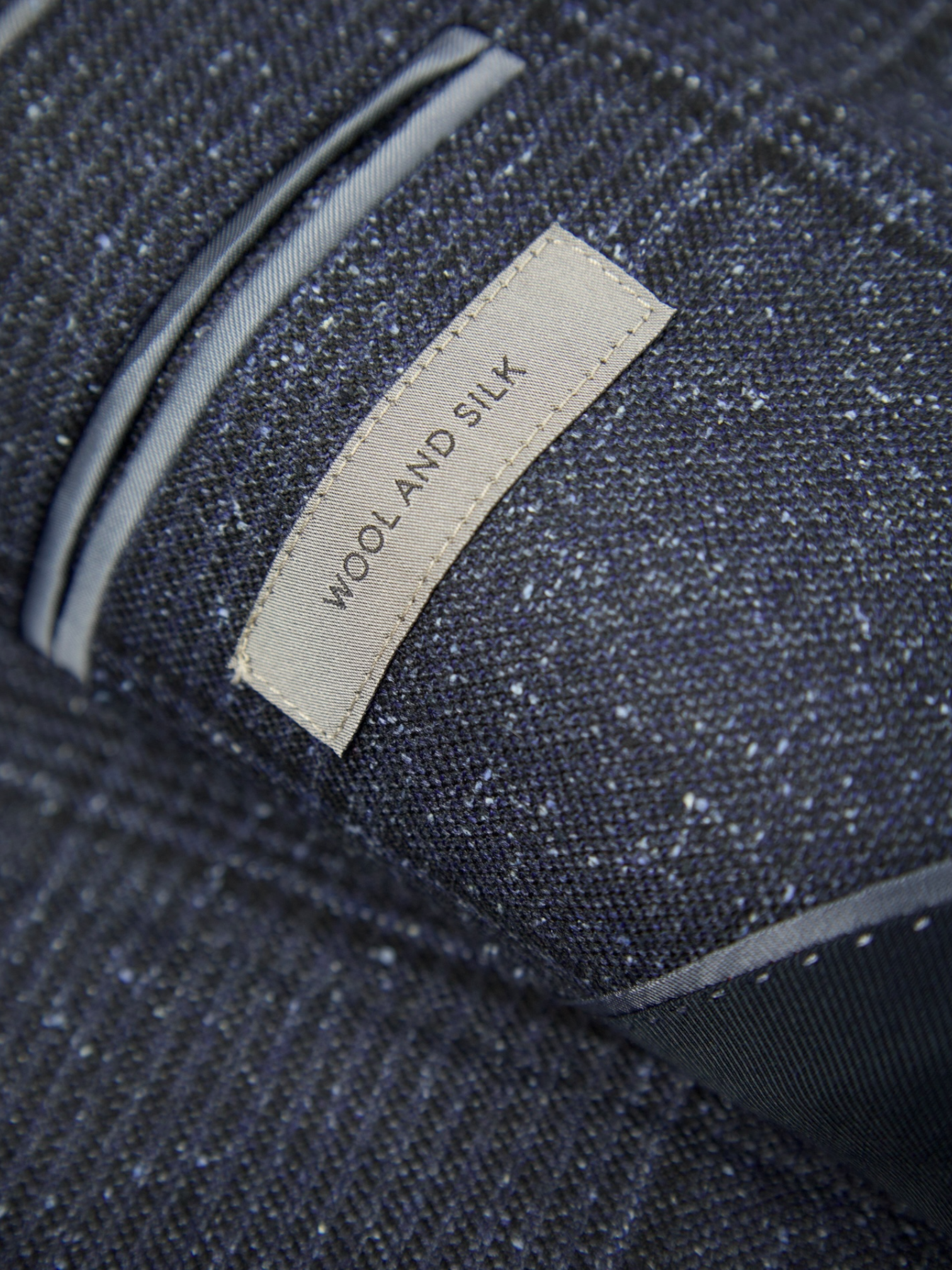Corneliani Blue Wool & Silk Donegal Check Jacket
