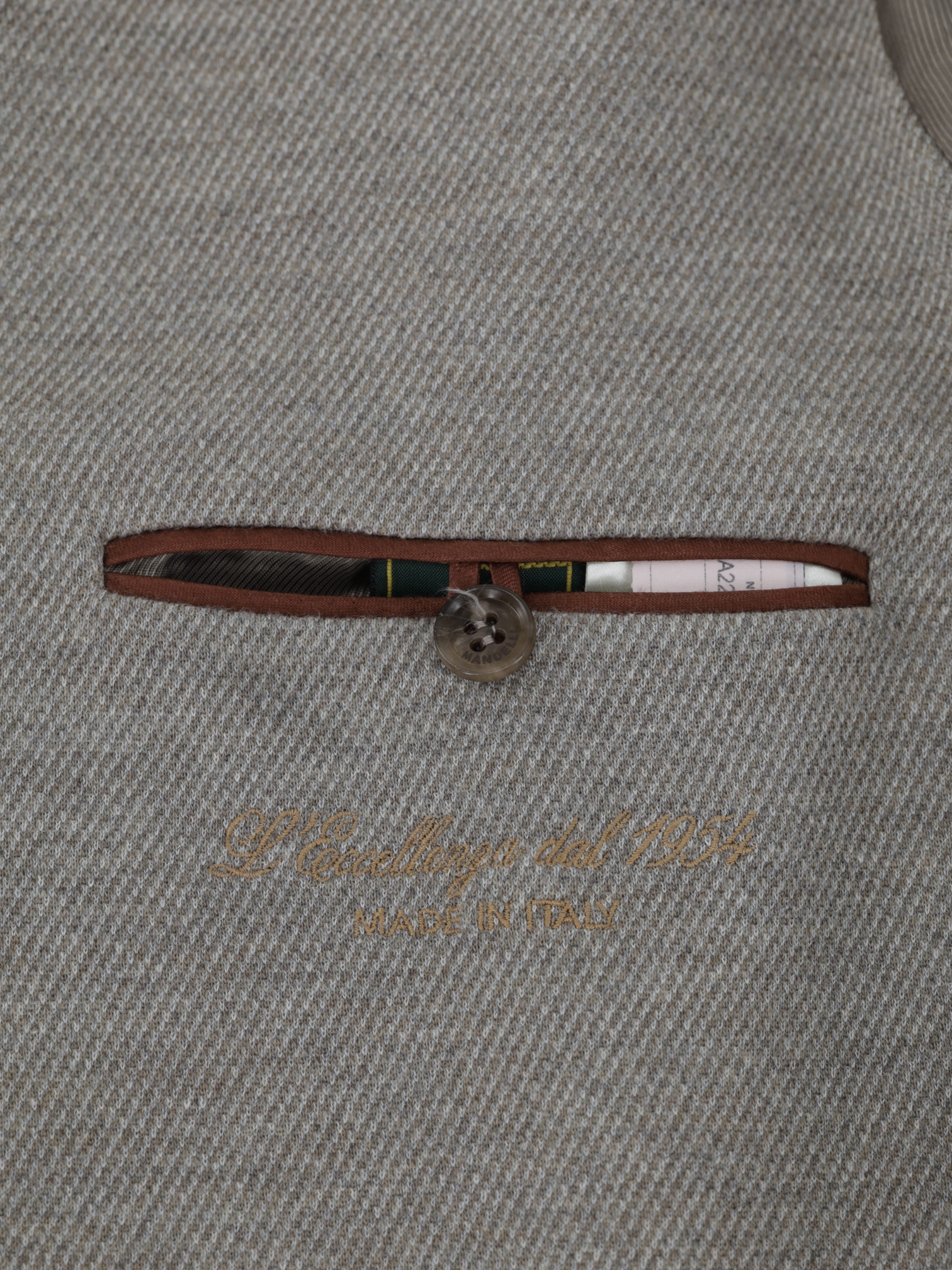 Mandelli Taupe Double-Faced Wool & Cotton Unconstructed Jacket