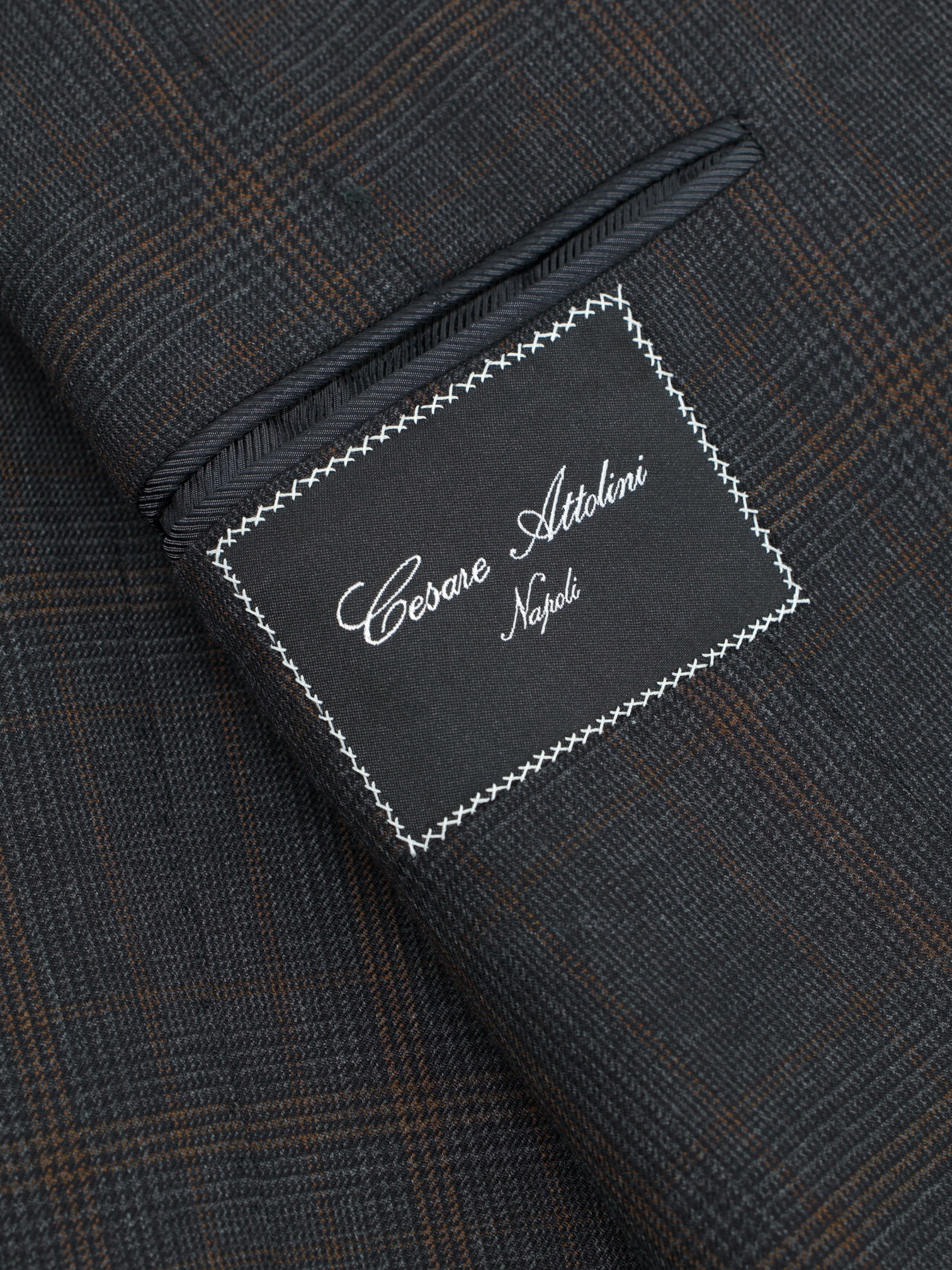 Cesare Attolini Dark Grey & Brown Super 130's & Cashmere Glenplaid Jacket
