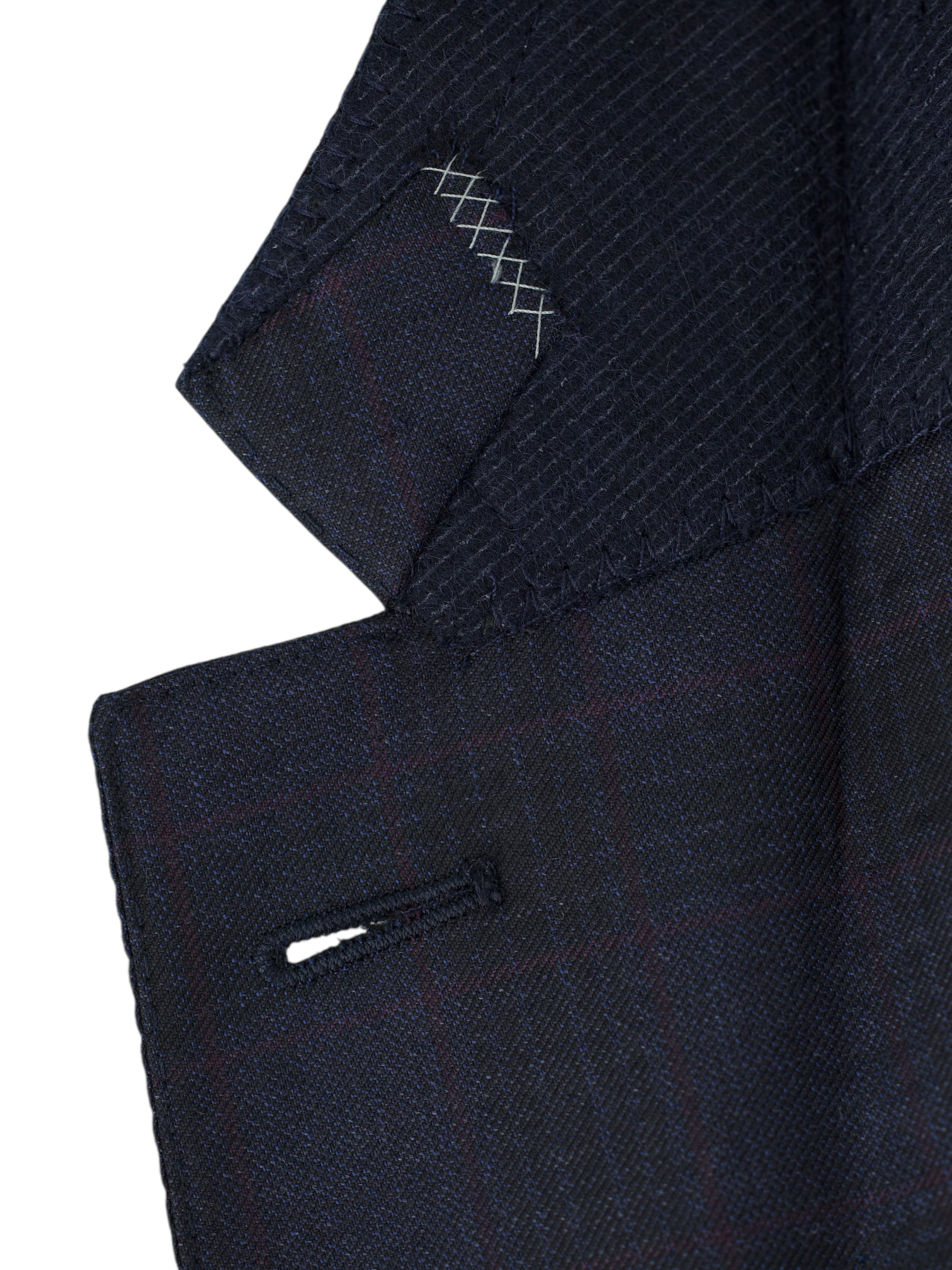 Ermenegildo Zegna Navy & Aubergine Wool Checkered Milano Easy Jacket