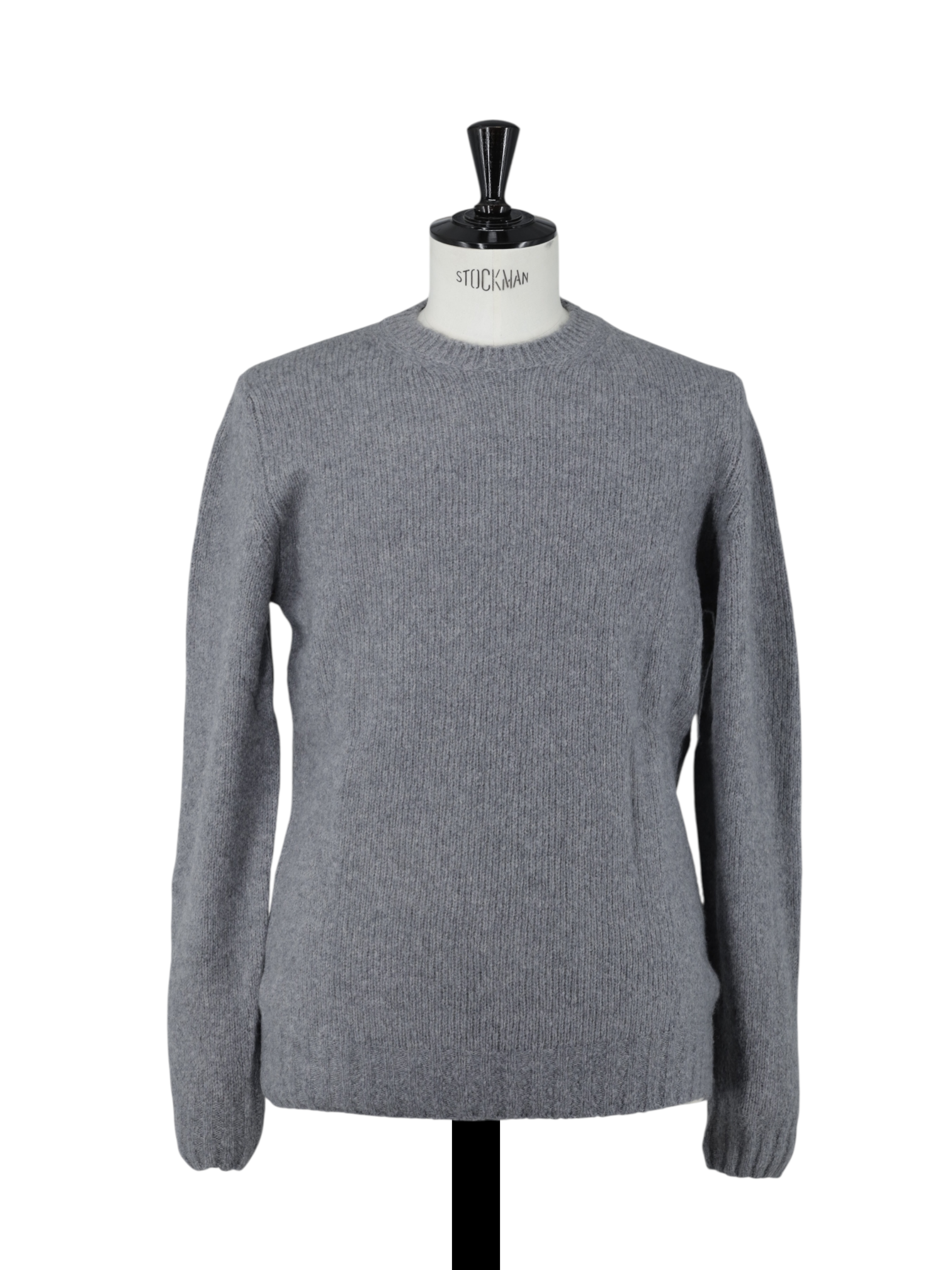 Fedeli Grey Cashmere, Wool & Stretch "Re-Cashmere" Rib-Knitted Roundneck