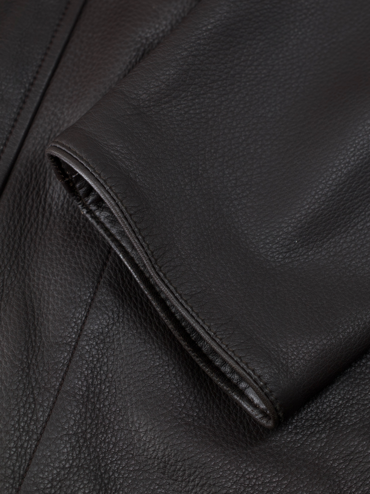 Brioni Dark Brown Deerskin Grain Leather Coat