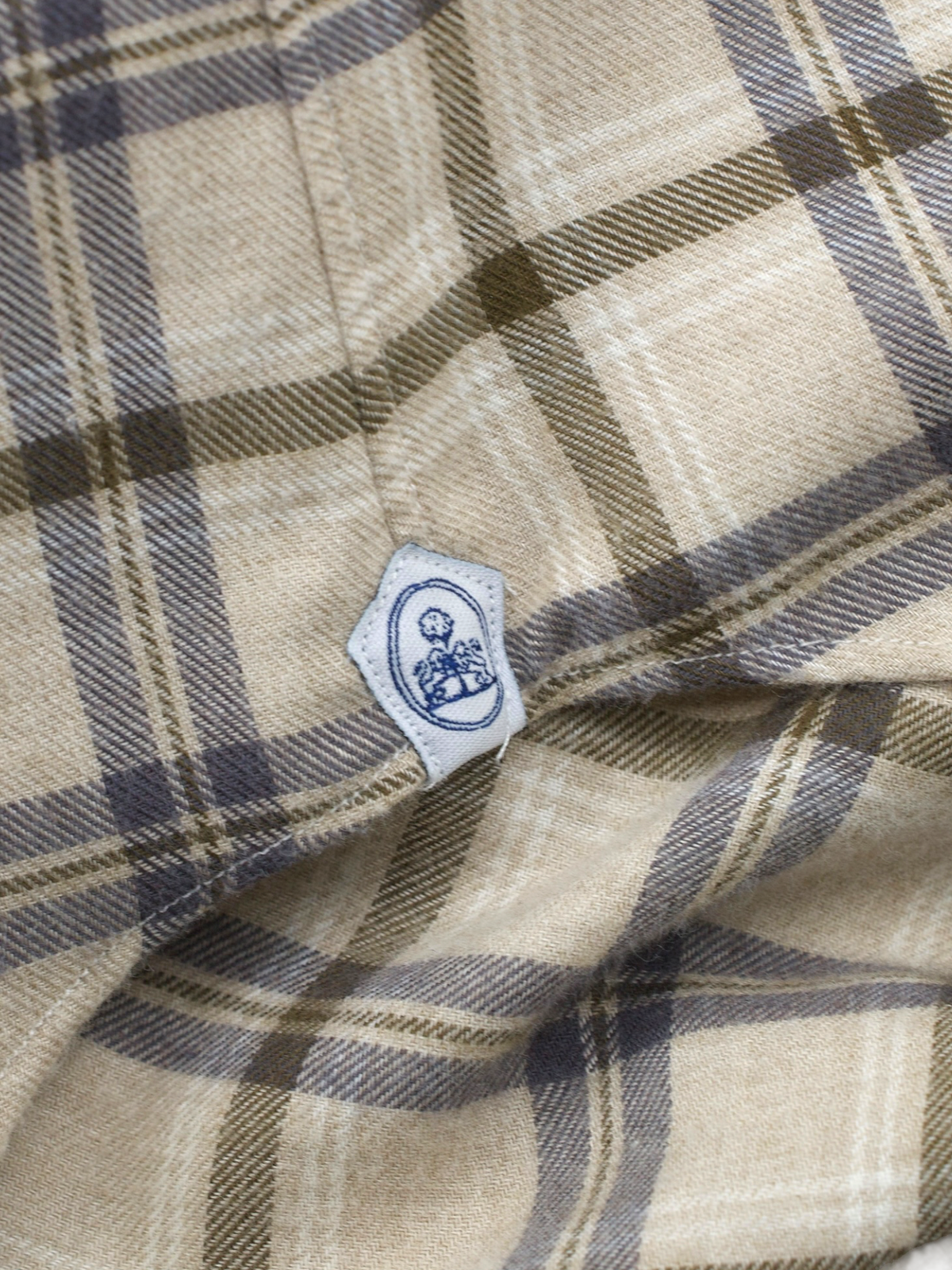 Emanuele Maffeis Light Brown & Blue Cotton Flannel Madras Shirt