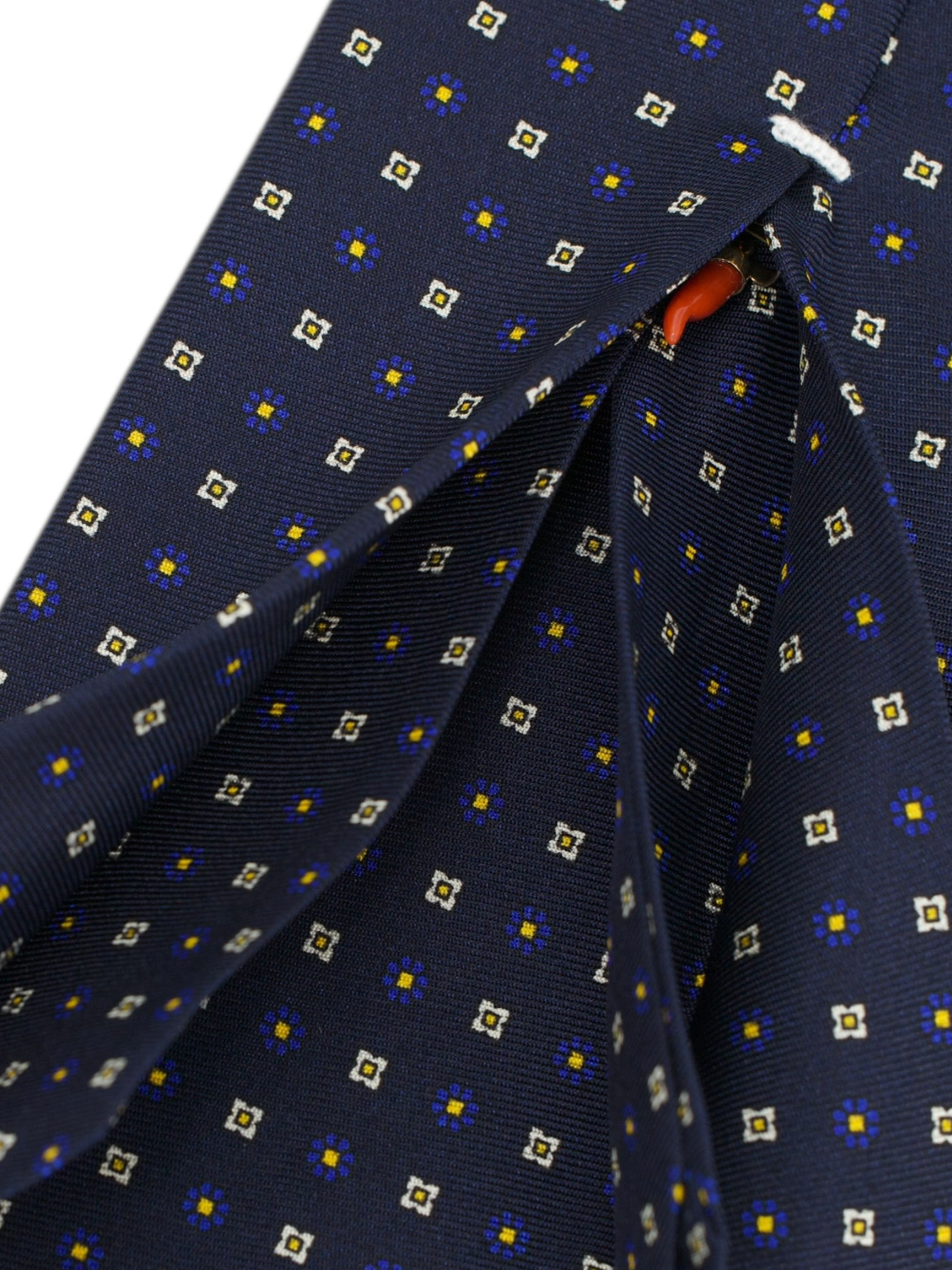 Marzullo 5-Fold Navy & Yellow Silk Geometric Tie