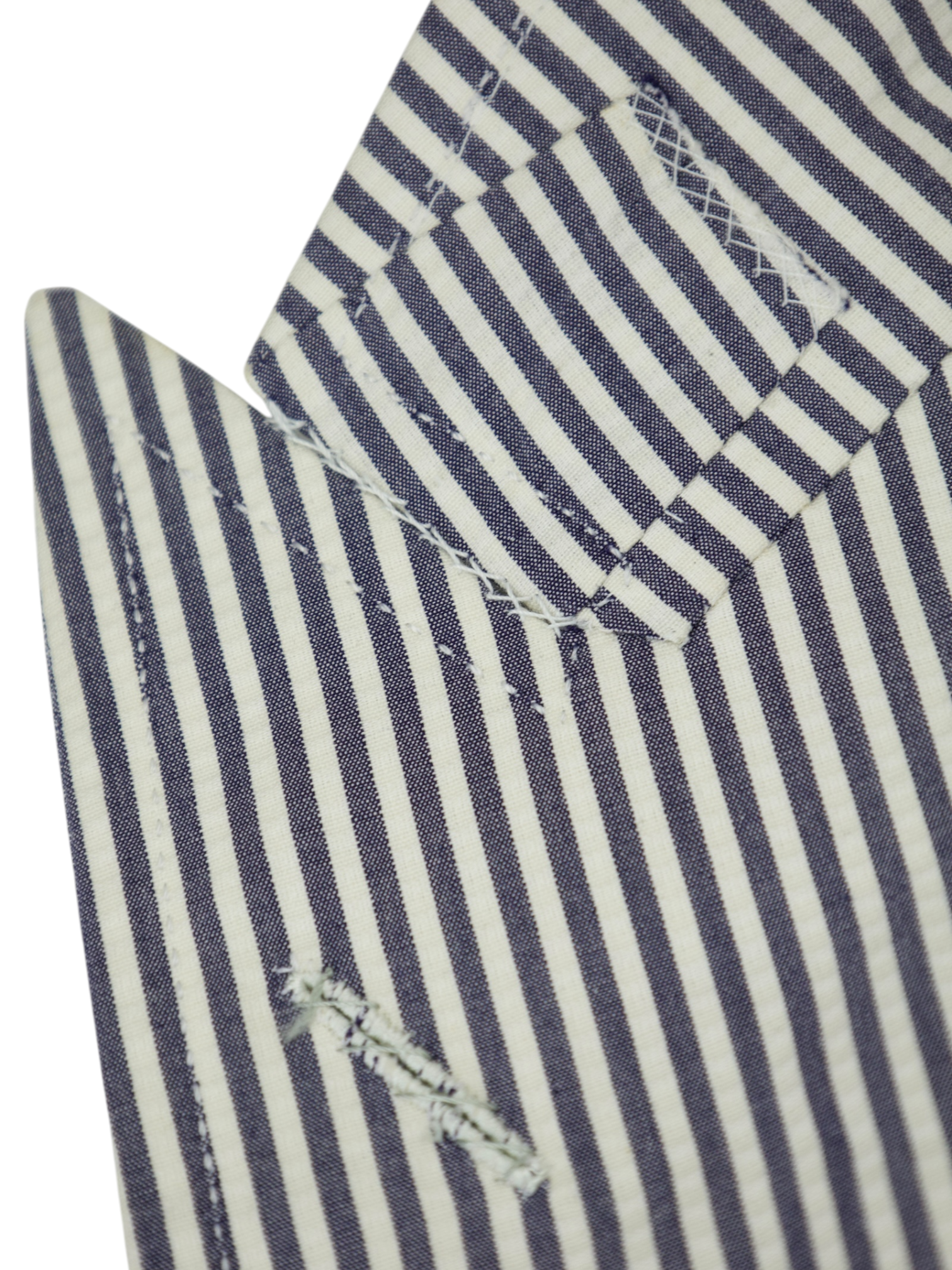 Tom Ford White & Blue Cotton Seersucker Pinstripe Spencer Jacket