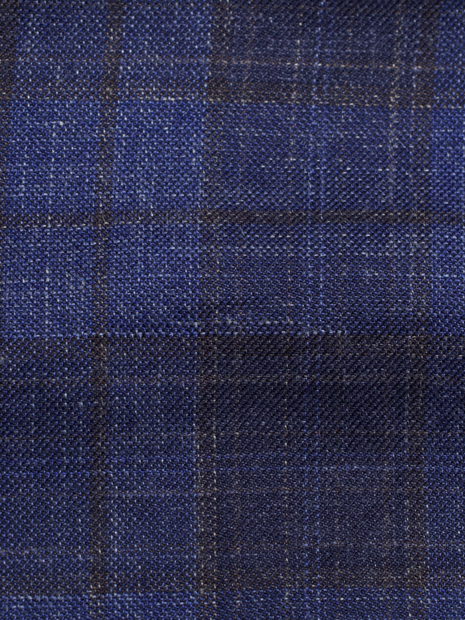 Kiton Blue & Brown Cashmere, Silk & Linen Checkered Summer Jacket