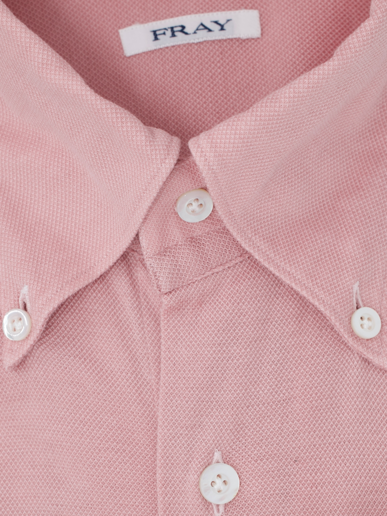 Fray Pink Cotton Piqué Knitted Button-Down Shirt