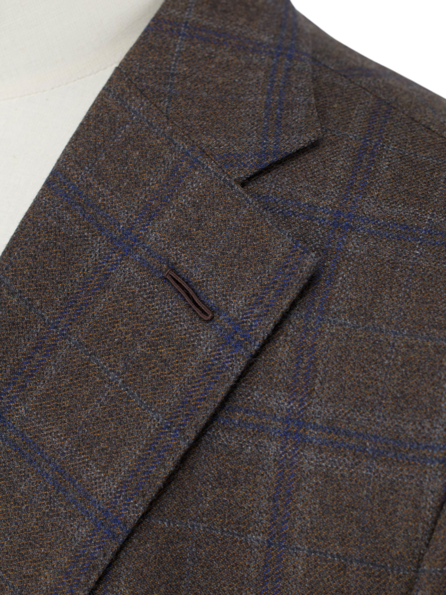 Caruso Brown & Blue Pure-Wool Windowpane Jacket