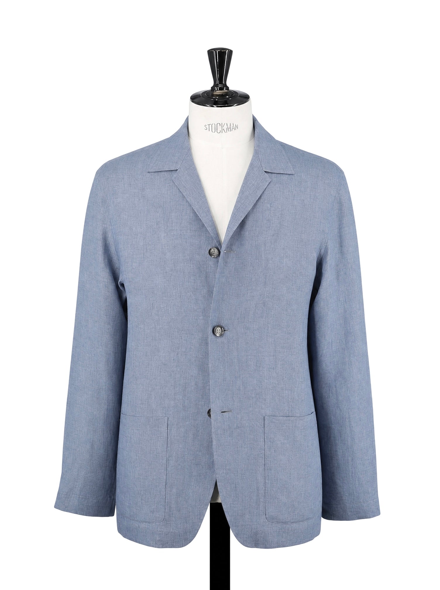 Brioni Azzurro Blue Linen Camp-Collar Shirt Jacket
