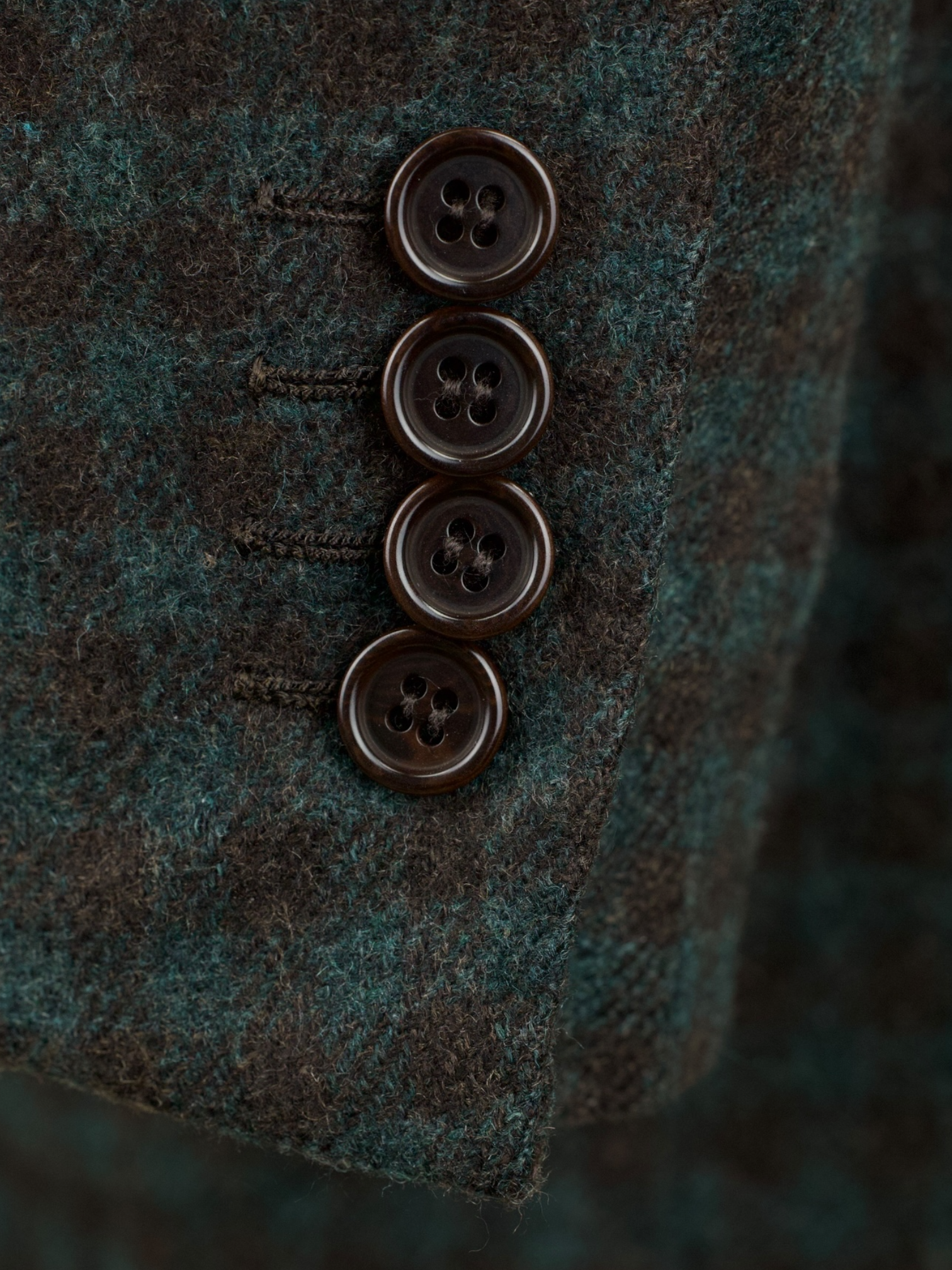 Kiton Green & Brown Cashmere, Vicuña & Silk Gingham-Check Jacket