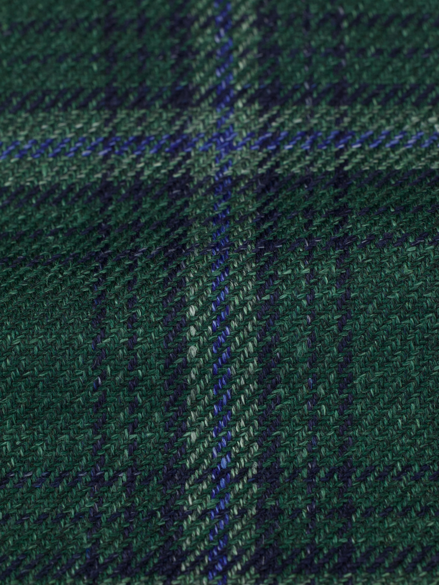 Caruso Bottle Green & Blue Wool, Silk & Linen Windowpane Boheme Jacket