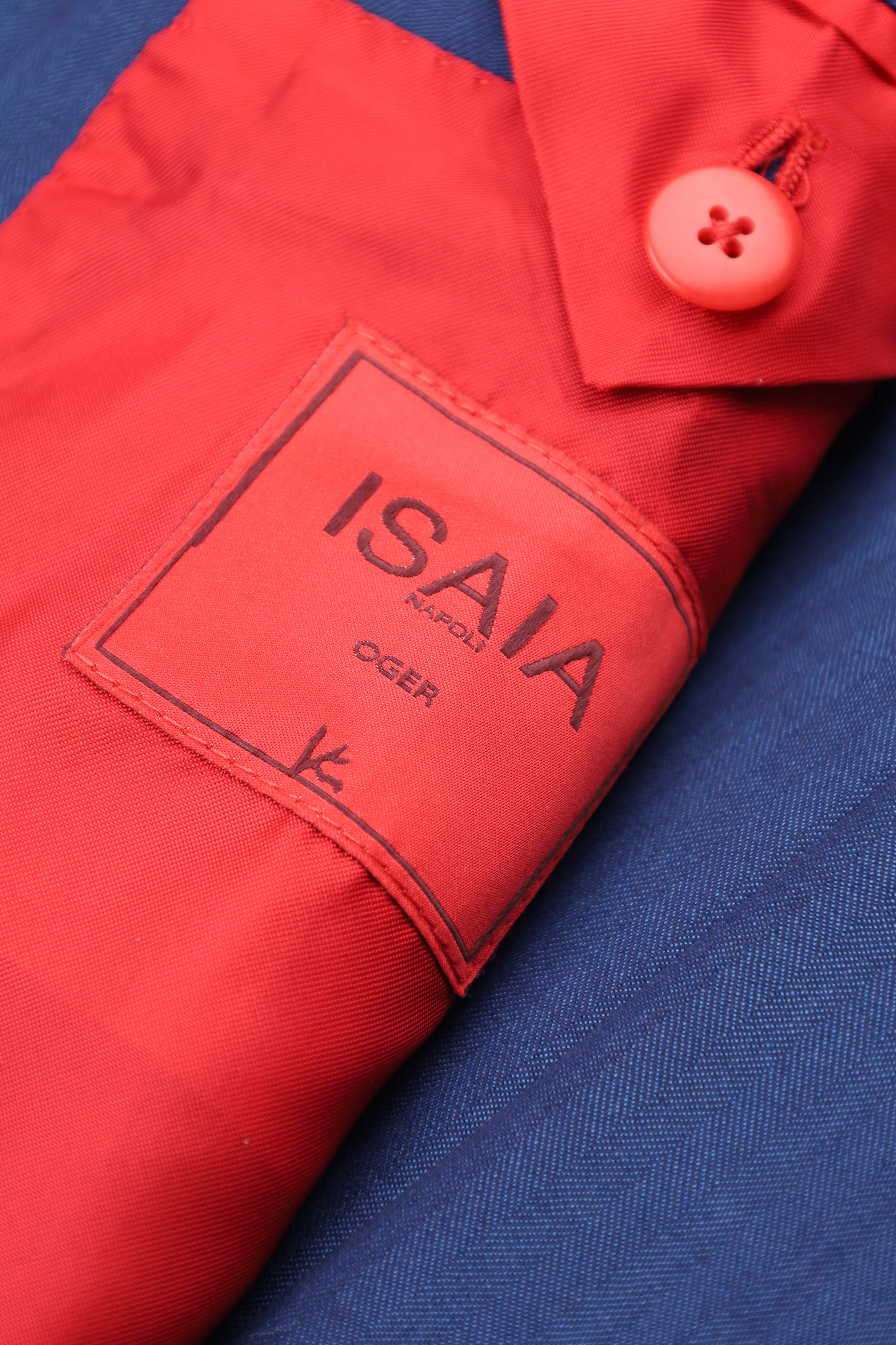 Isaia Petrol Solaro Herringbone Suit