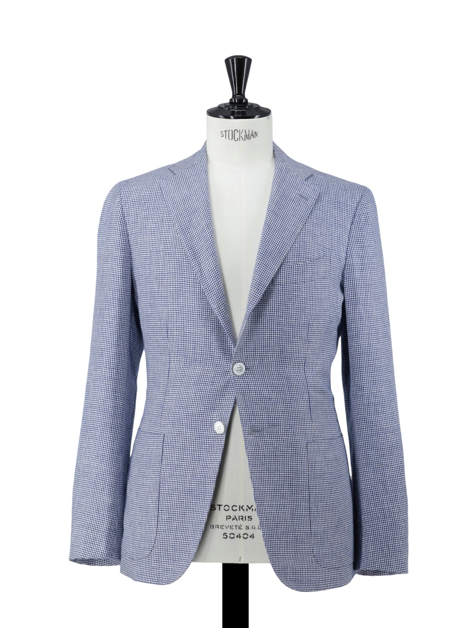 Kiton Navy & White Pure Linen Pied de Poule Jacket