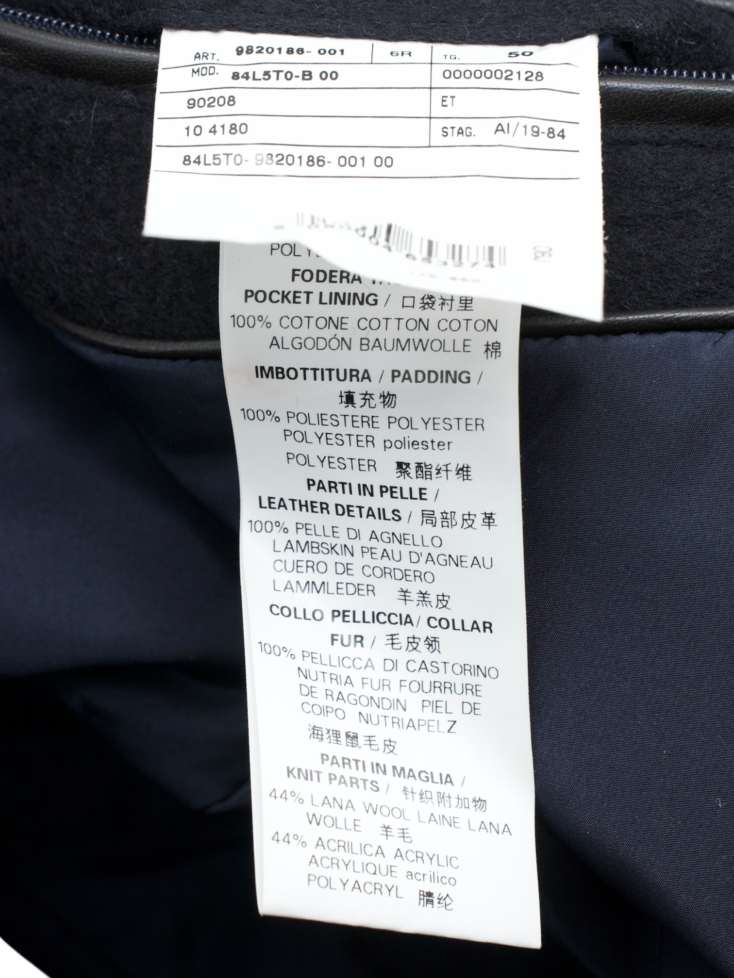 Corneliani Navy Wool & Castorino-Fur Collar Blouson Jacket