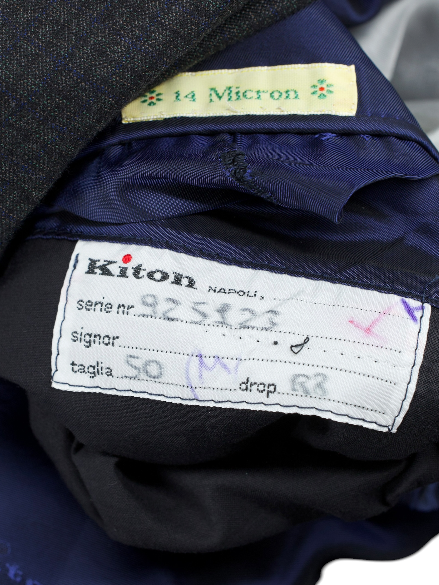 Kiton Donkergrijs & Blauw 14-Micron Wol Micro-Check Jasje