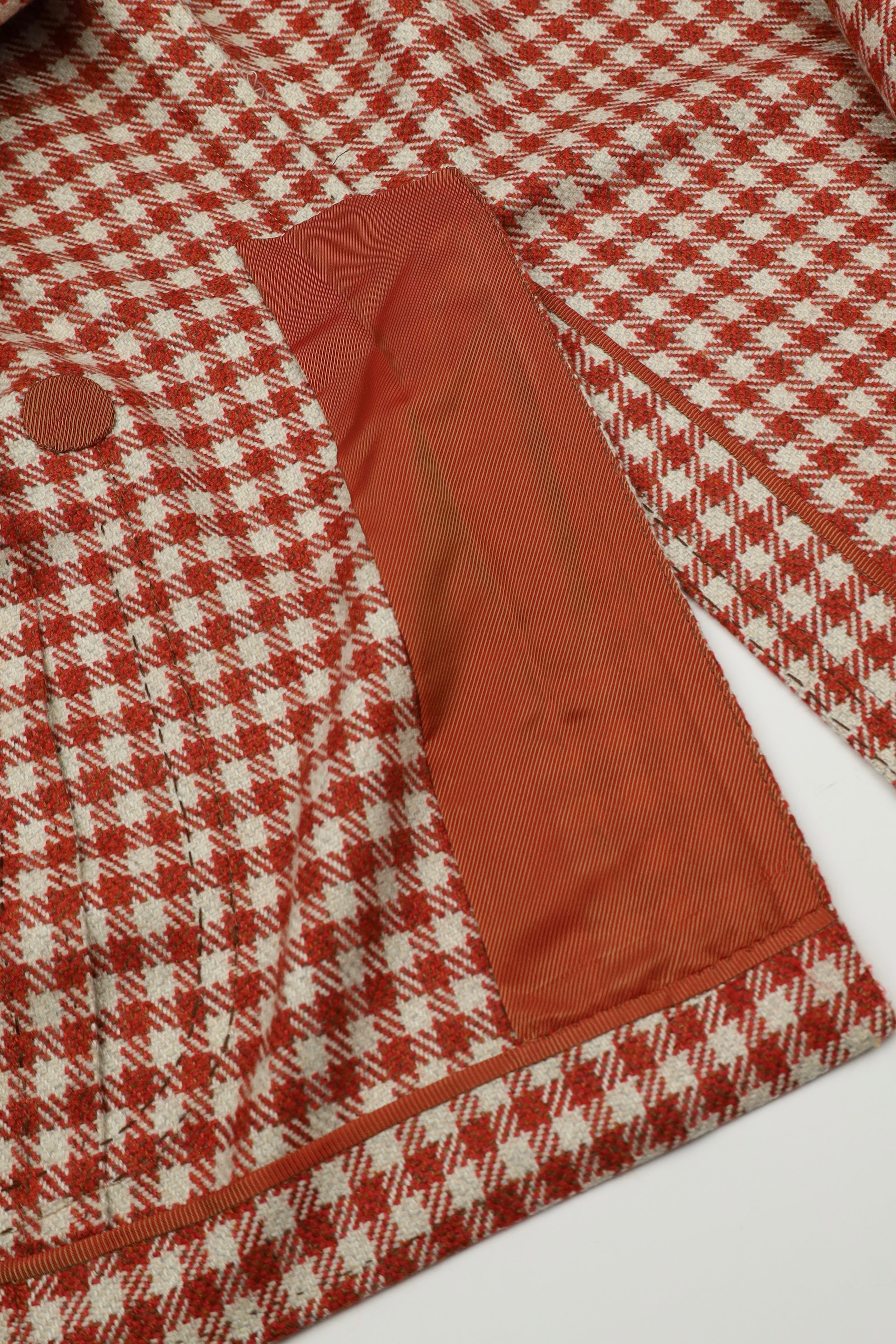 Cesare Attolini Red Gingham Check Cashmere Jacket
