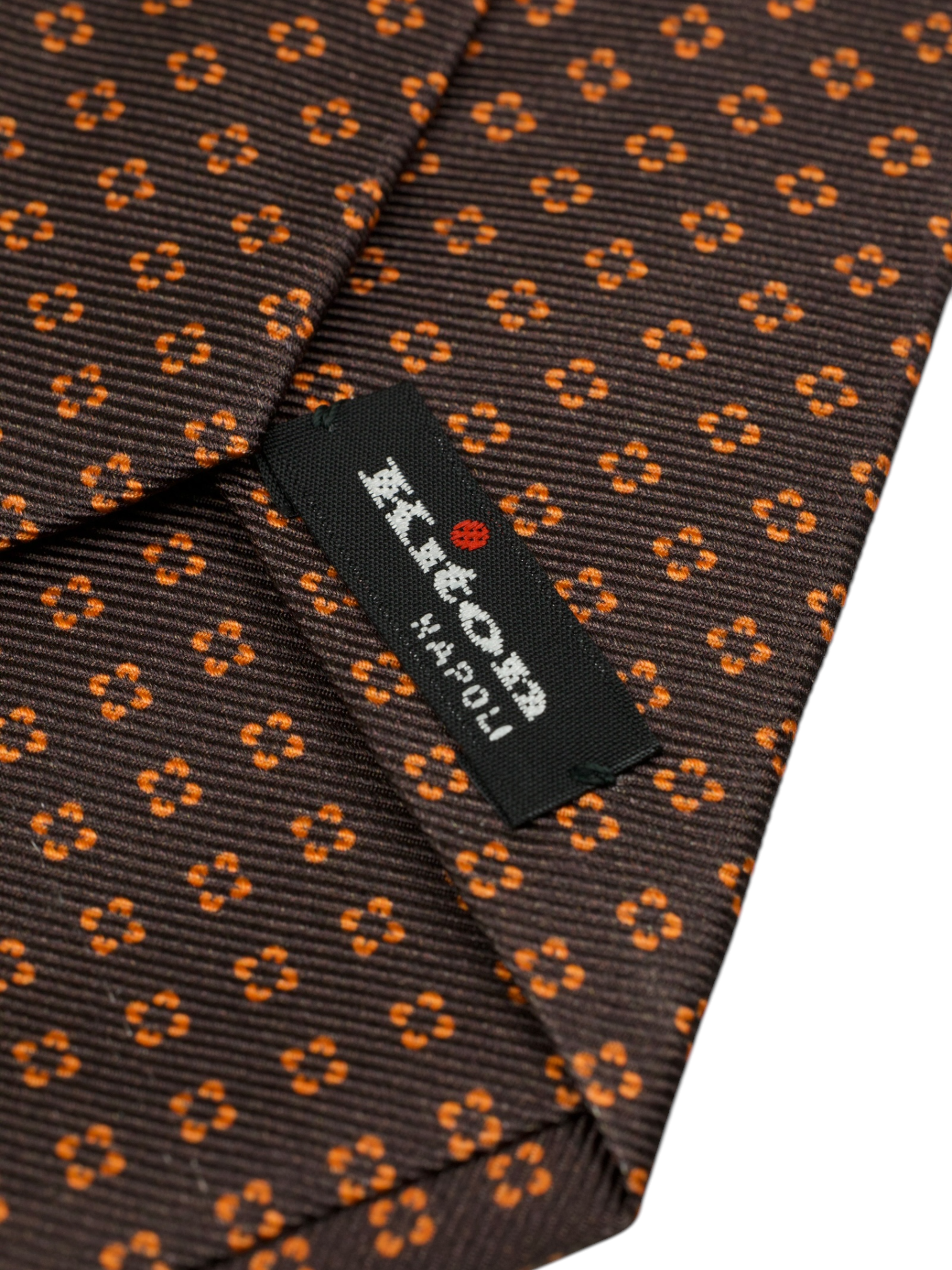 Kiton 5-Fold Brown & Orange Silk Floral Pattern Tie