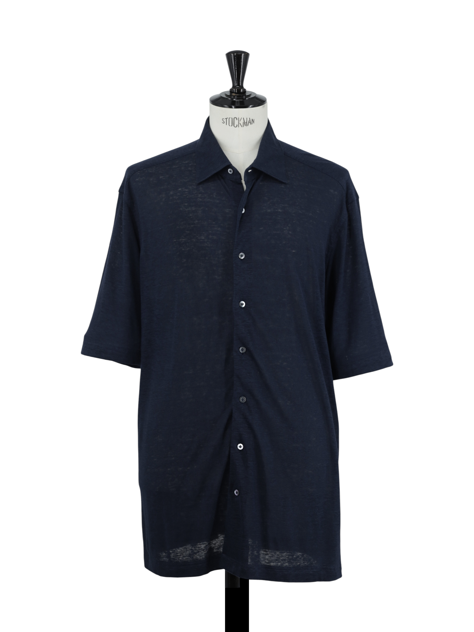 Fray Navy Breathable-Linen Short-Sleeve Summer Shirt
