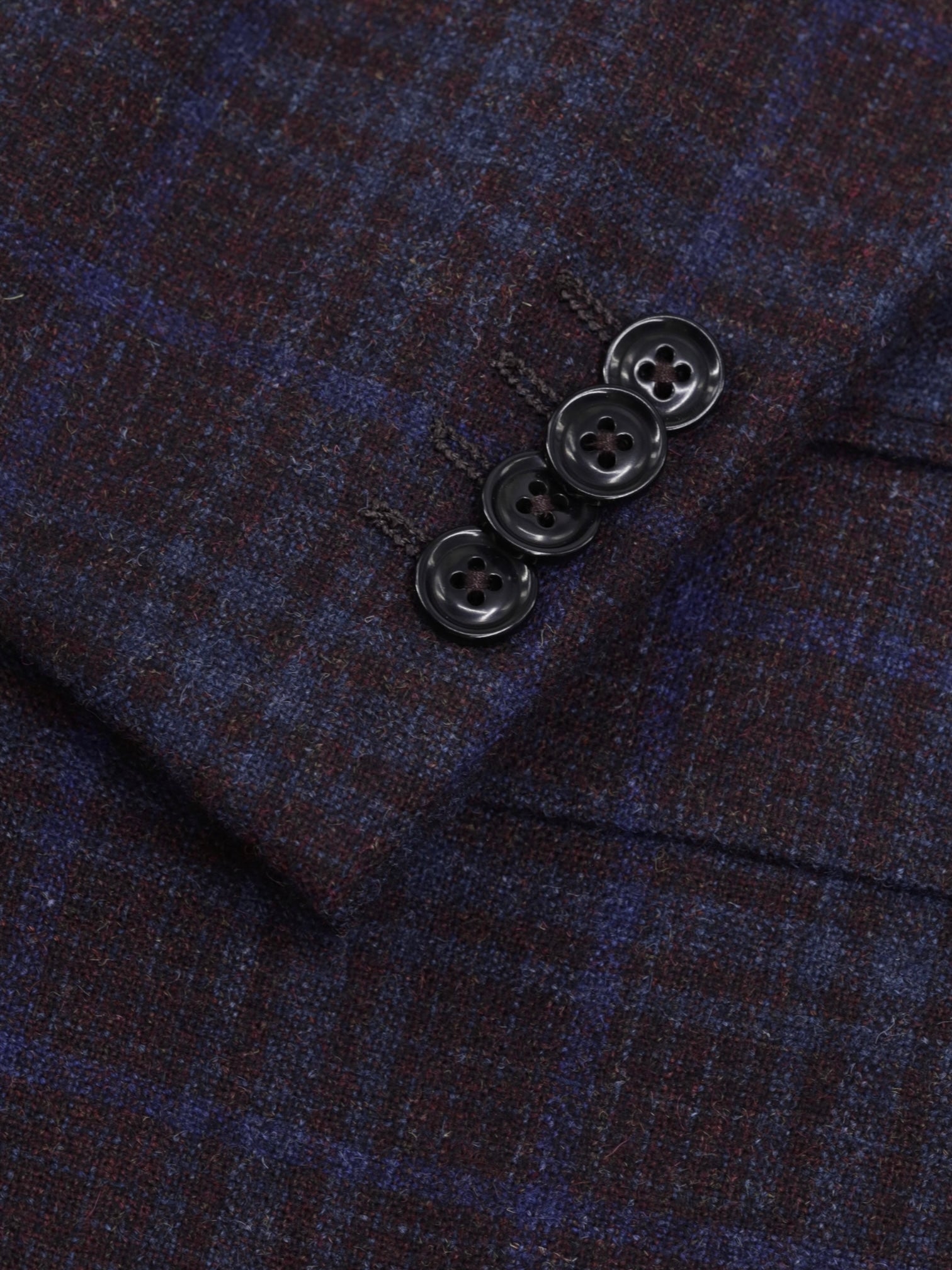 Ermenegildo Zegna Burgundy & Royal Blue Wool, Alpaca & Cashmere "Trofeo Tweed" Milano Easy Jacket