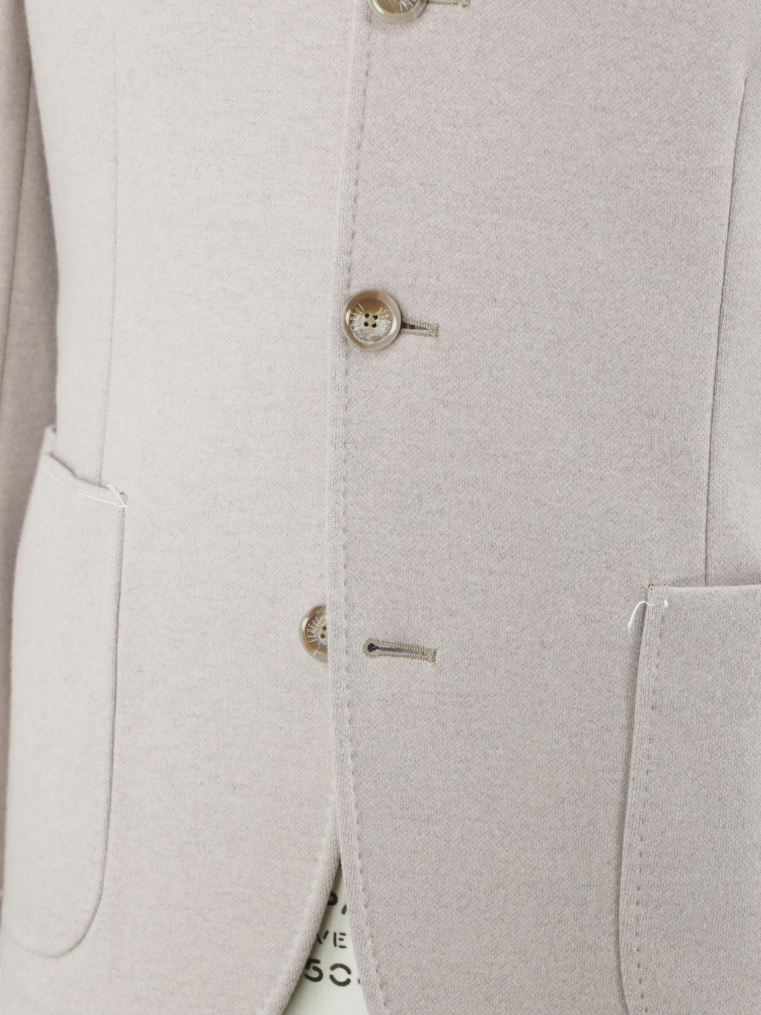 Fedeli Greige Pure Cashmere Tubular-Collar "Damon" Jacket