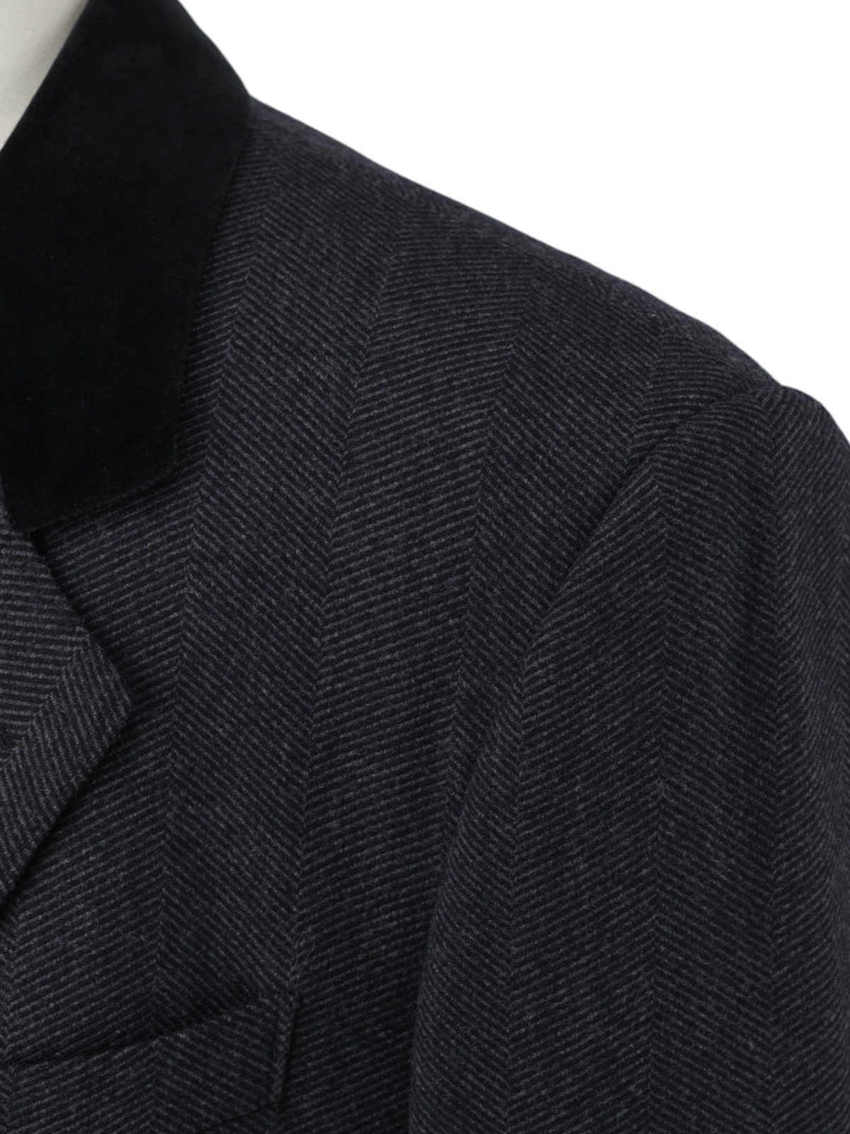 Ermenegildo Zegna Vintage Charcoal Wool & Cashmere Herringbone Covert Coat