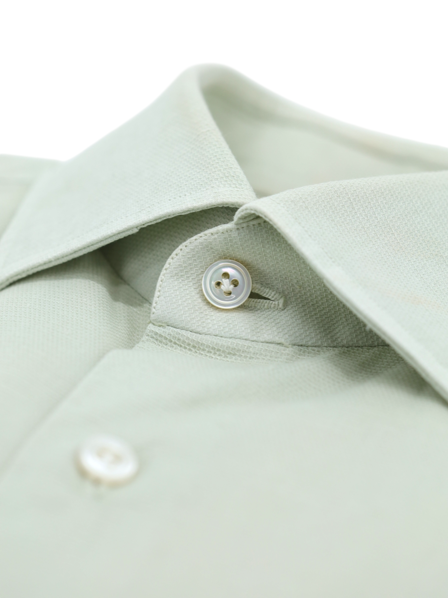 Finamore Pistache Cotton Micro-Pattern Shirt