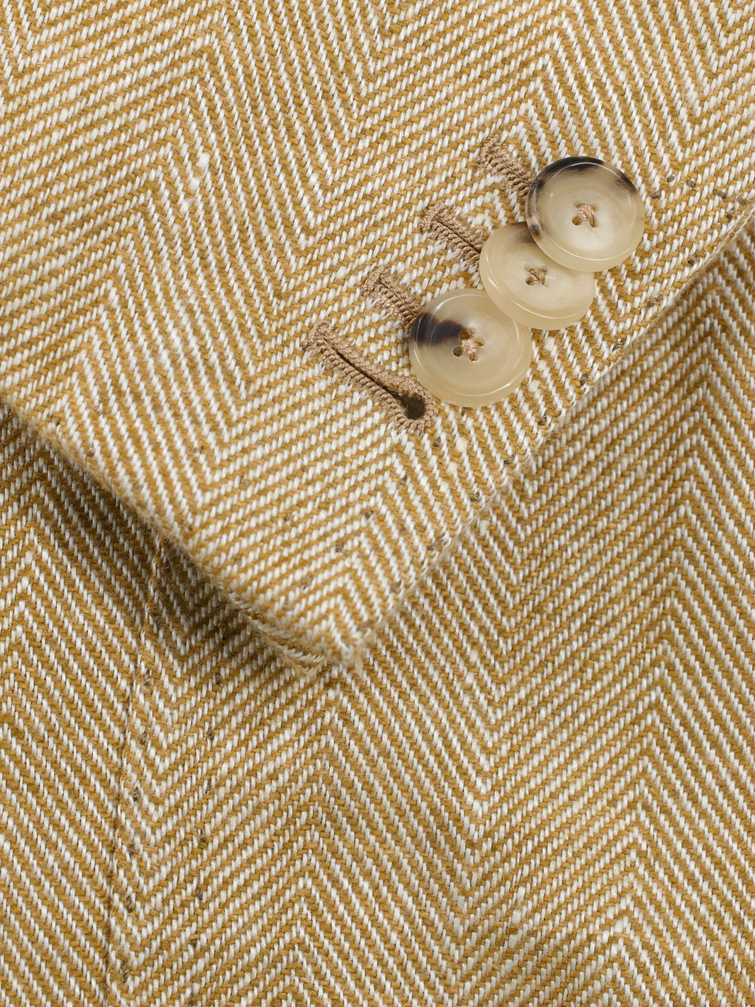 Cesare Attolini Beige Pure Linen Herringbone Summer Jacket