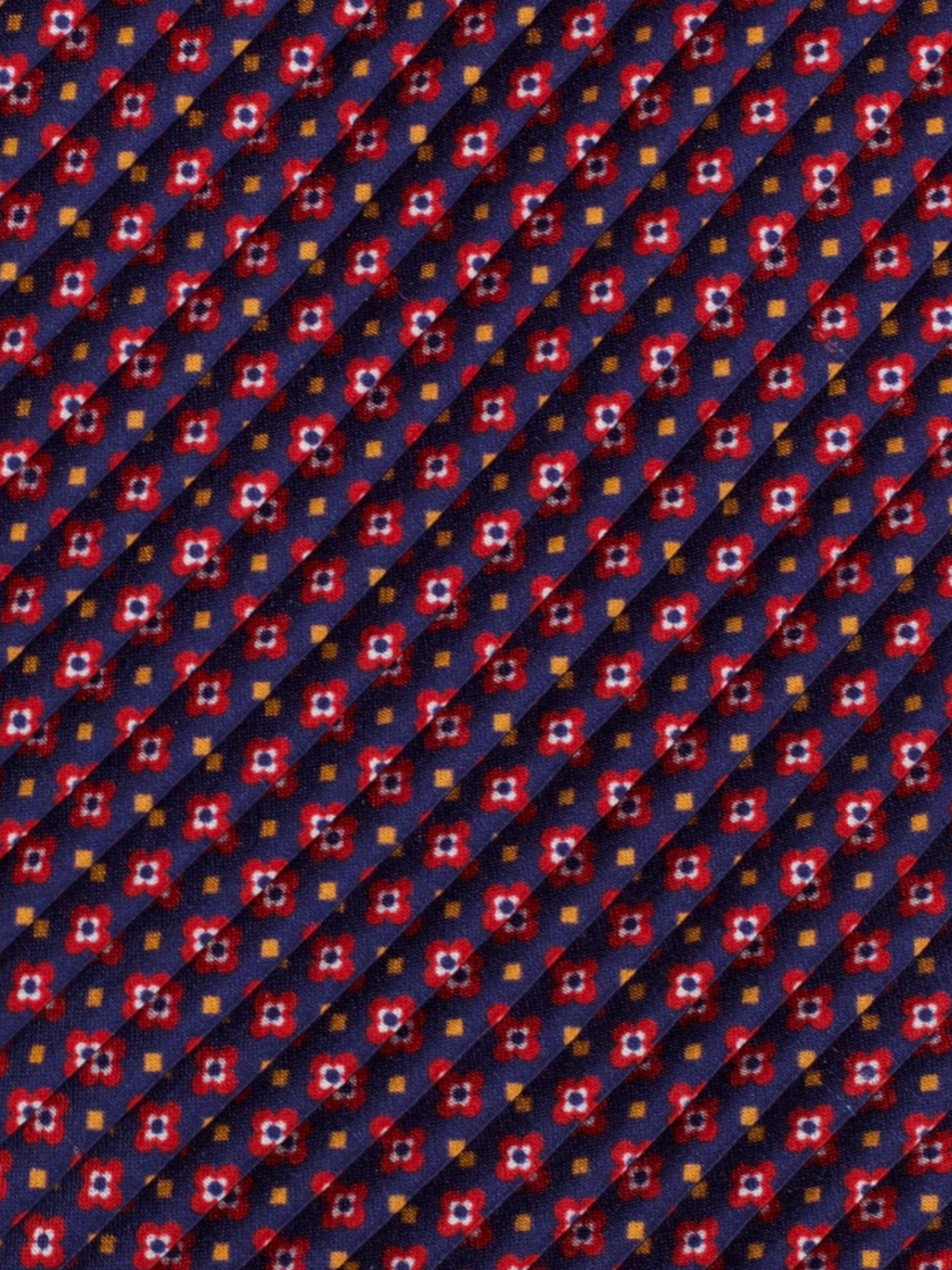 Brioni Navy & Red Plissé Floral Pattern Tie