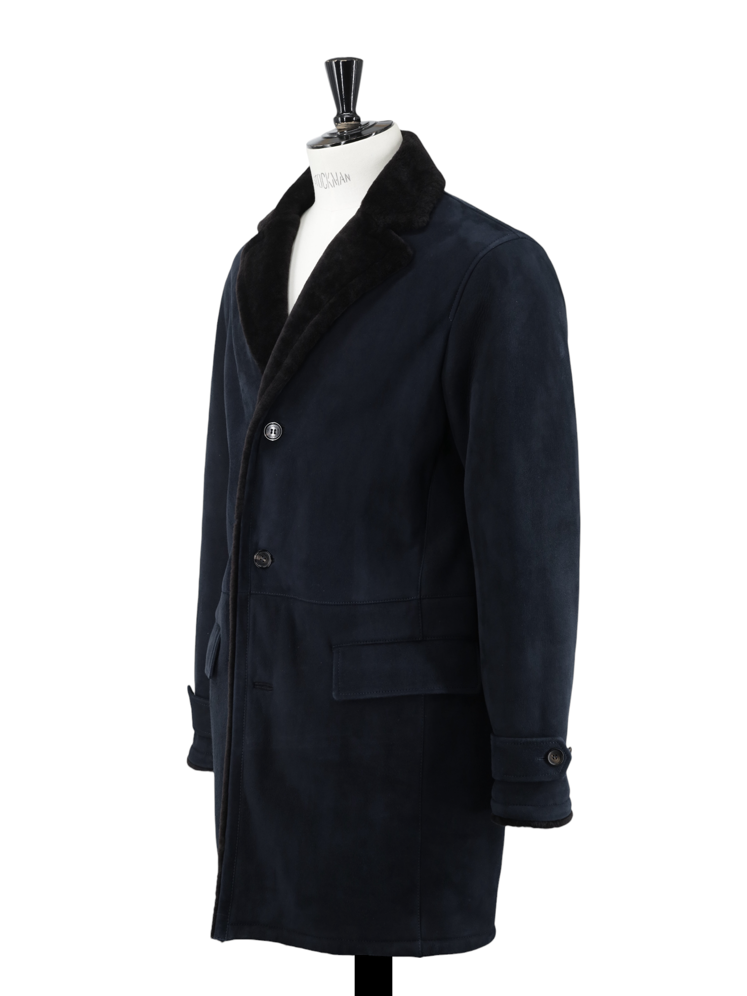 Ermenegildo Zegna Navy Lambskin Suède Lammy Coat