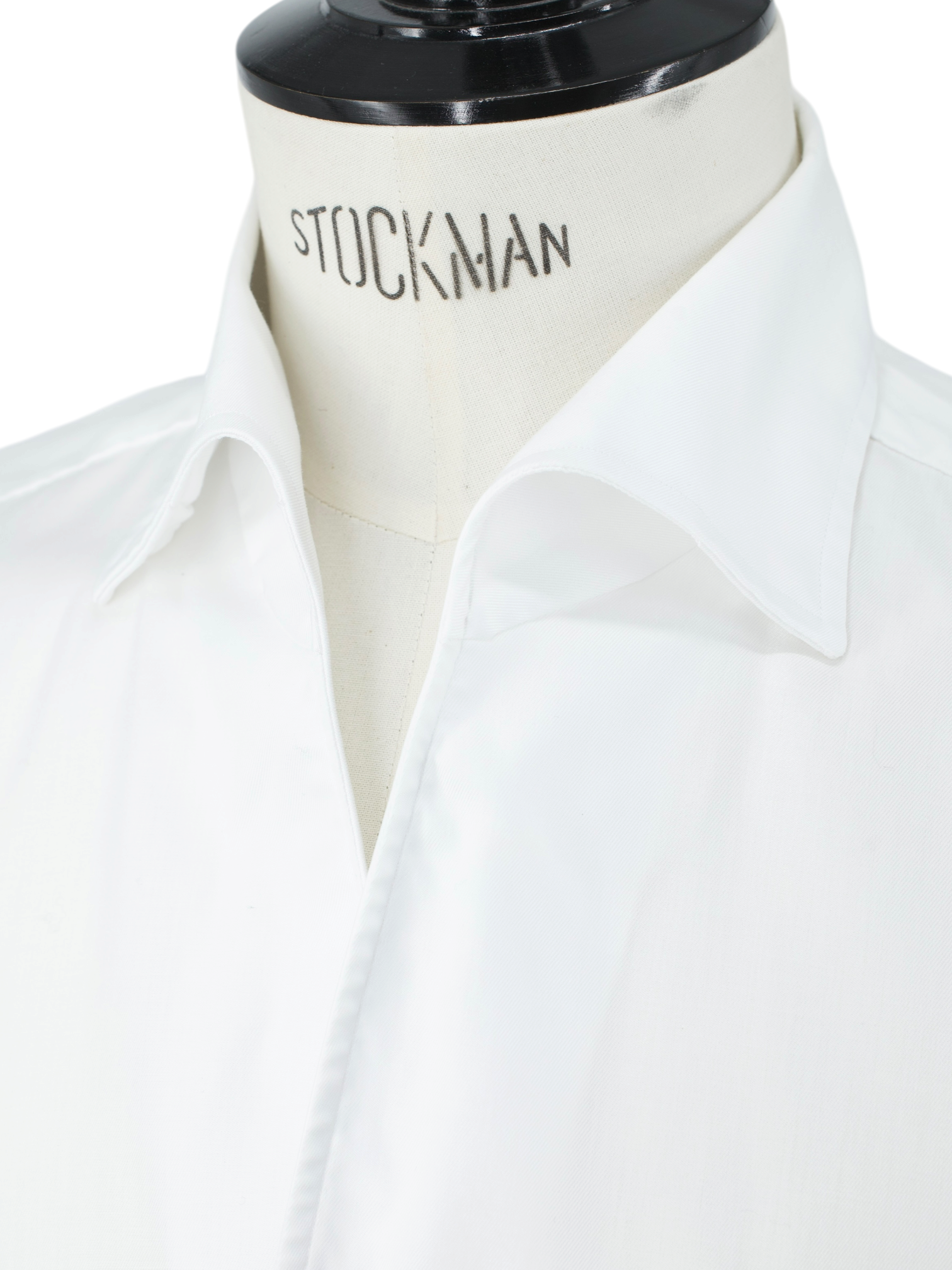 Finamore Esclusiva White One-Piece Collar Cotton Twill Shirt