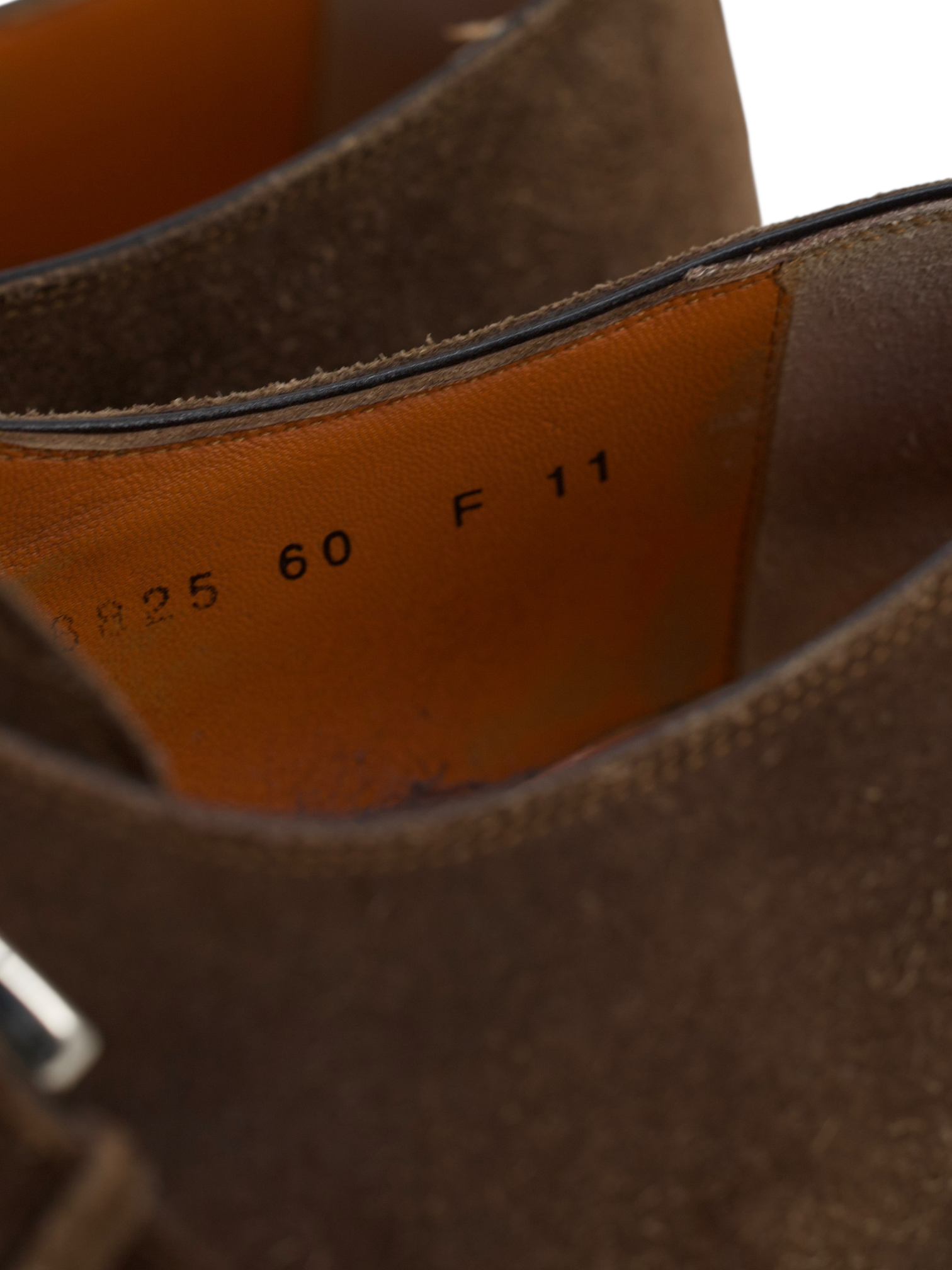 Santoni Brown Suede Handgrade Single Monk-Straps
