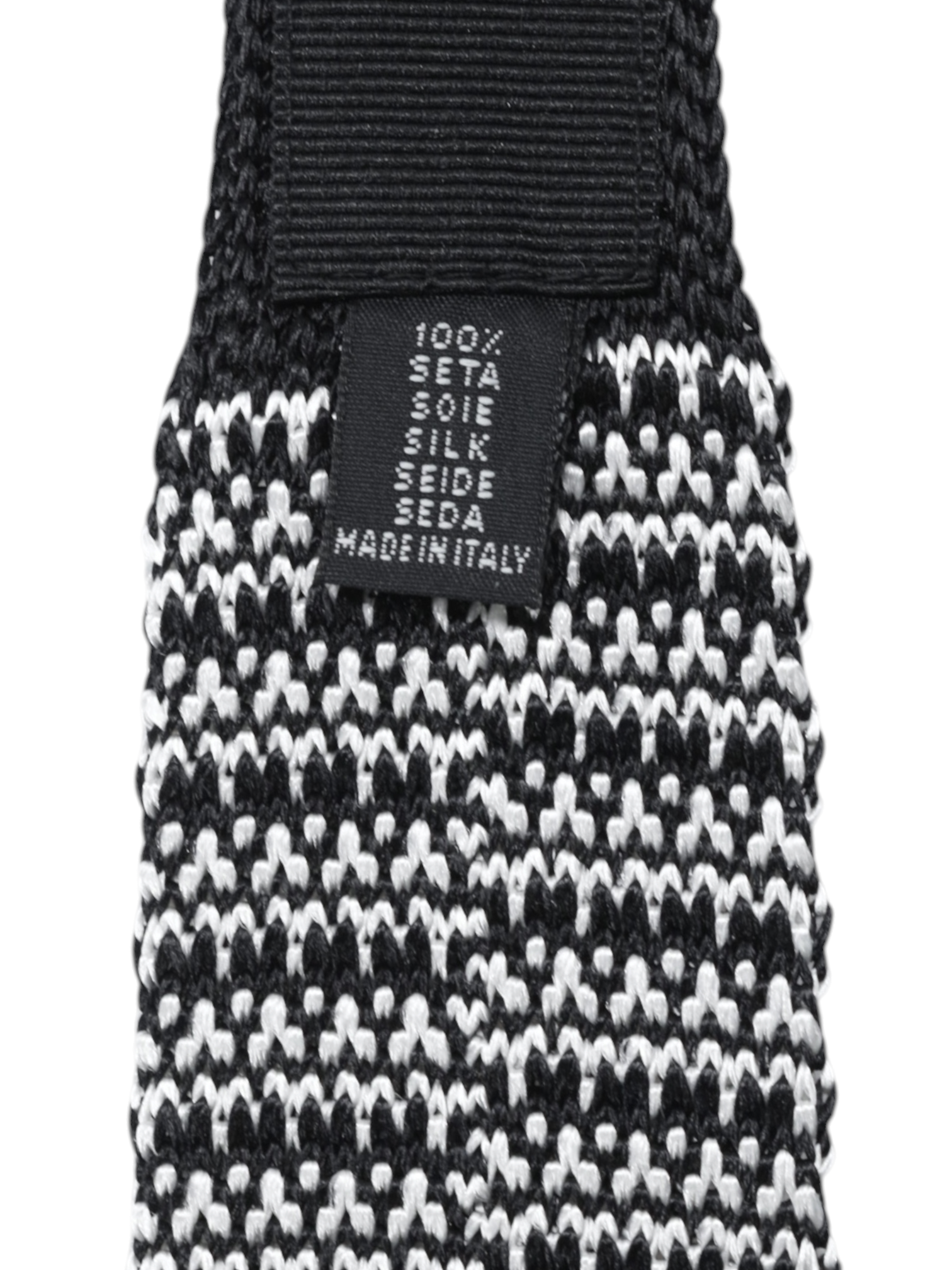 Kiton Black & White Knitted Silk "Cipa 1960" Tie