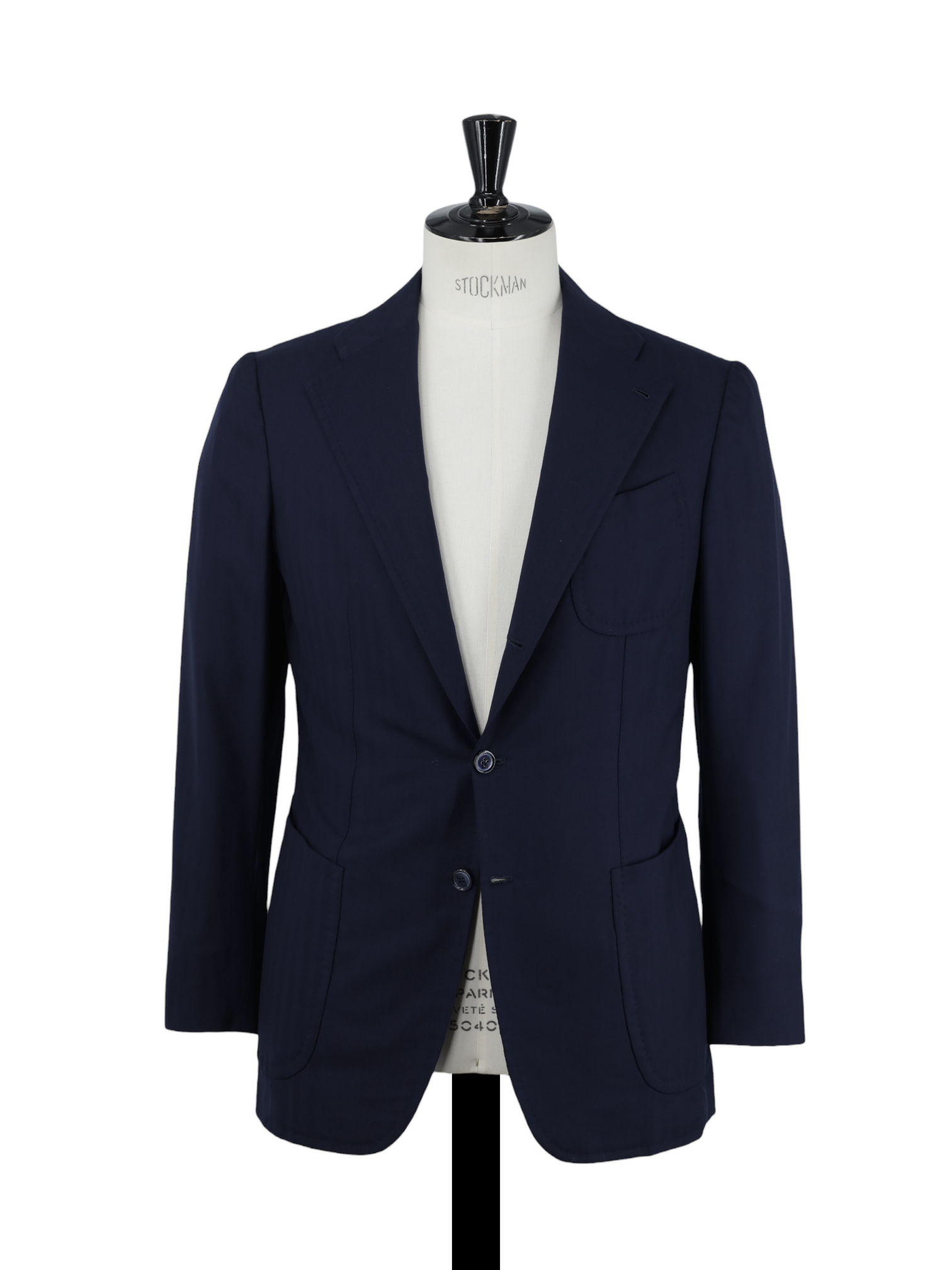 Sciamat Navy Bespoke Extrafine-Wool Herringbone Jacket