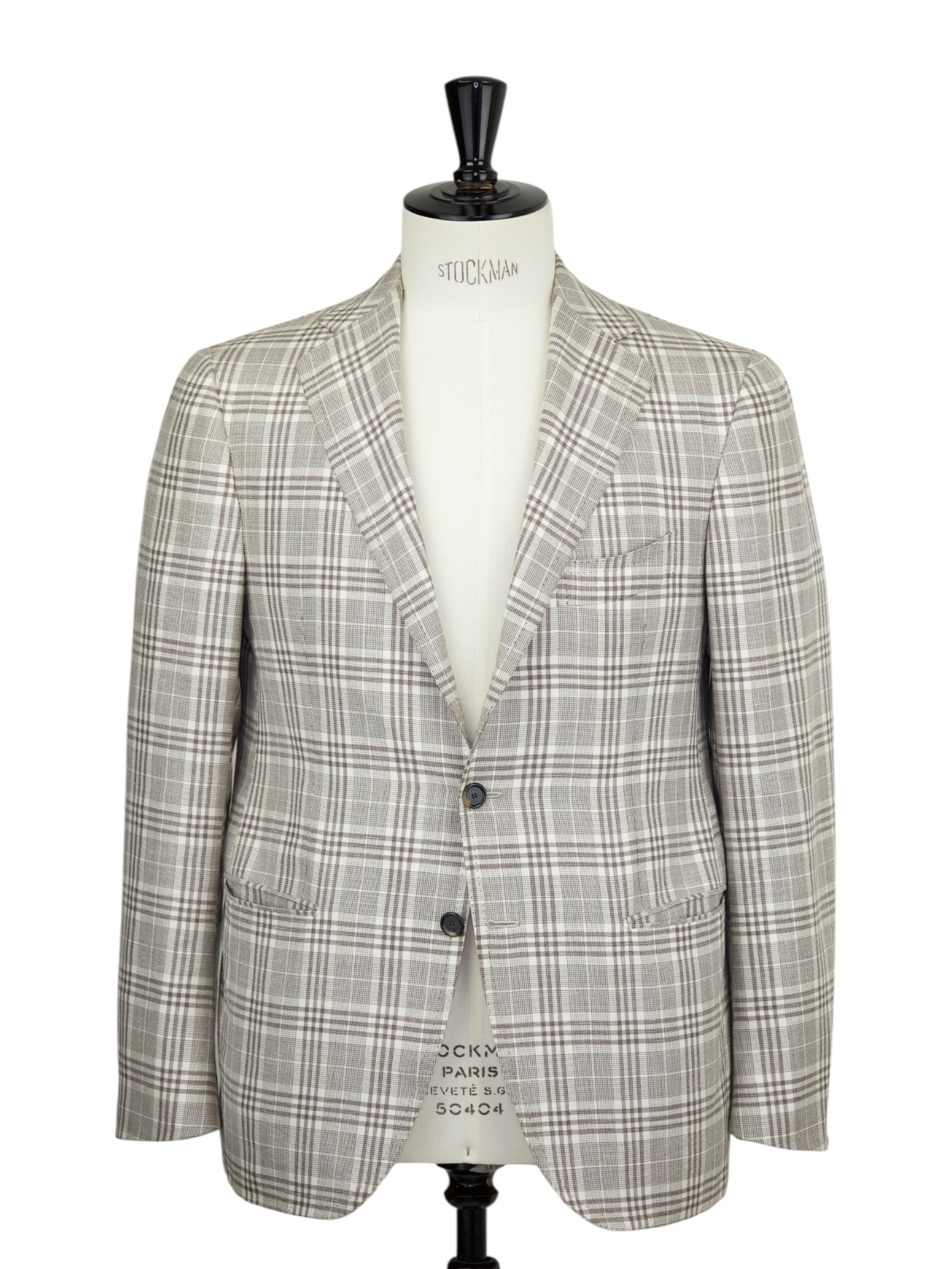 Cesare Attolini Taupe Lightweight-Wool Glenplaid Jacket