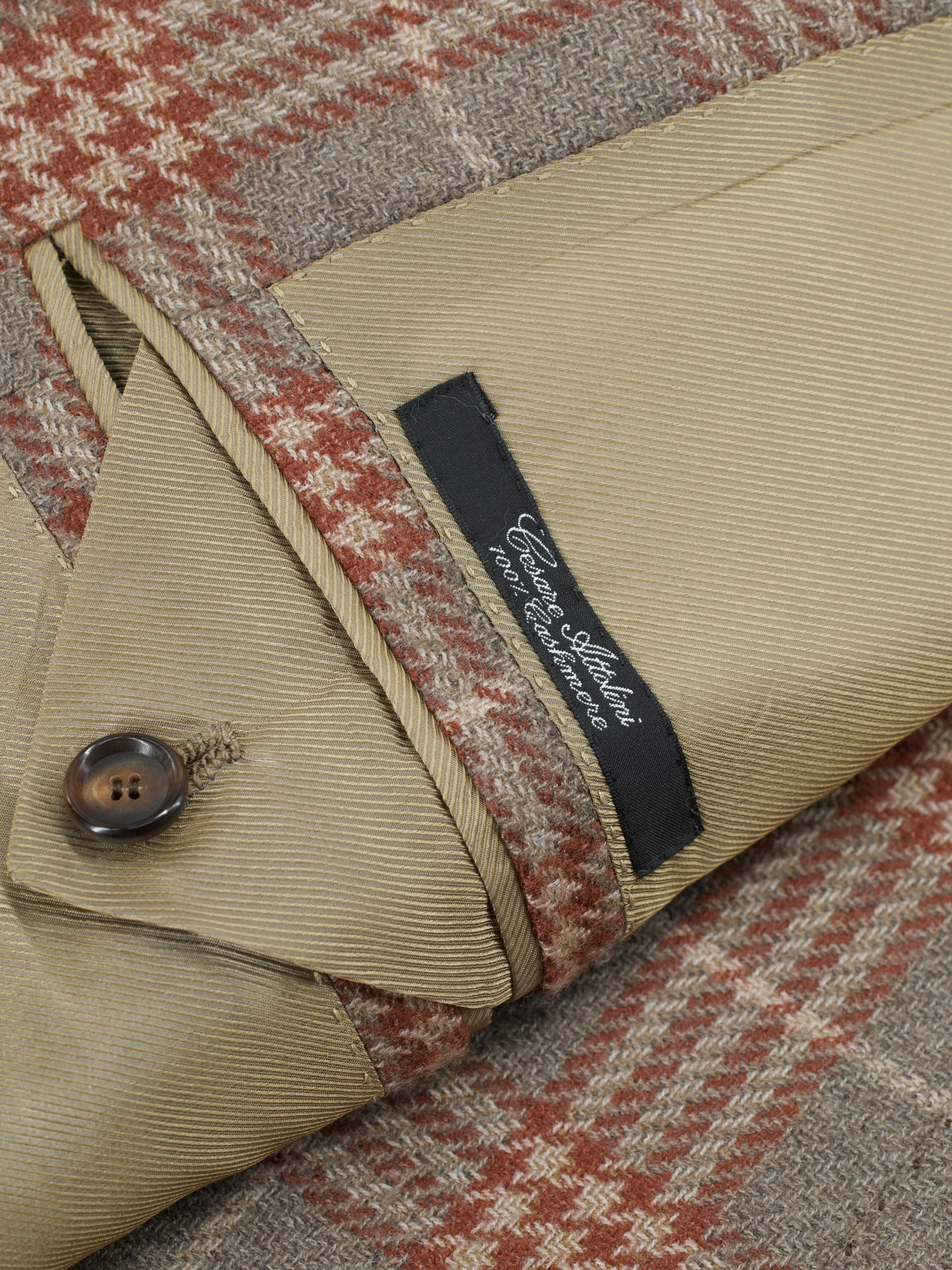 Cesare Attolini Light Brown & Negroni Red Pure Cashmere Prince of Wales Jacket